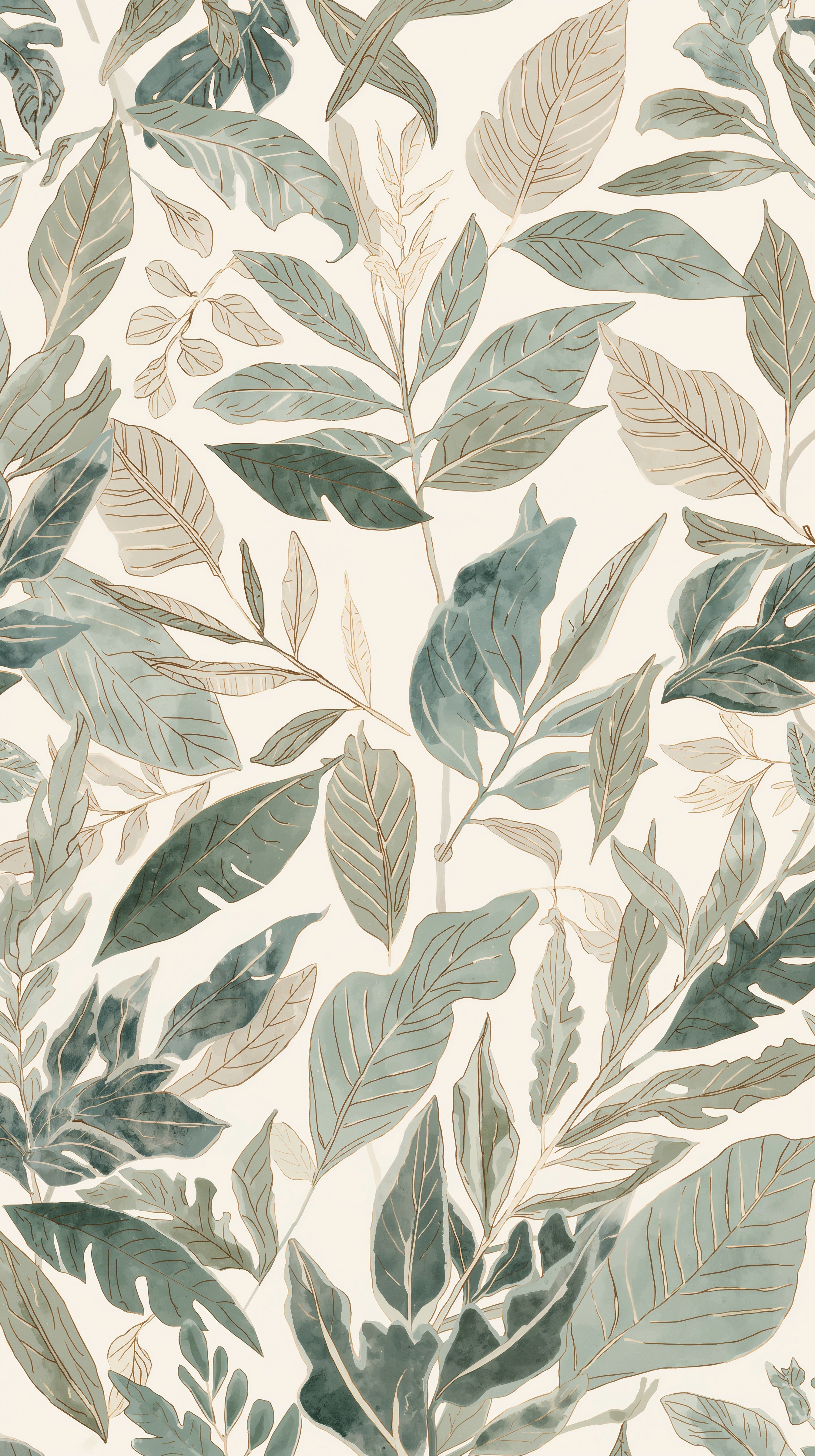 Minimalist Leaf Wallpaper: Tranquil & Sophisticated Home Decor