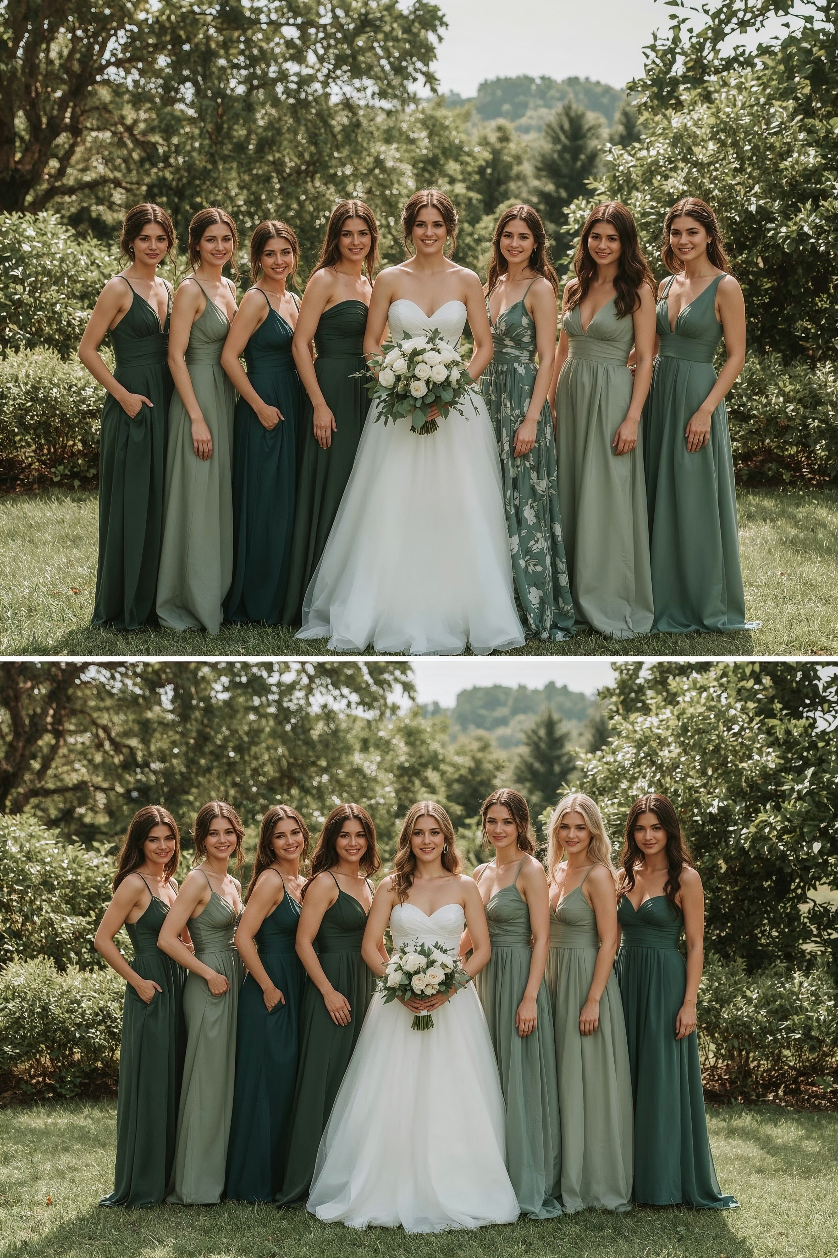 Chic Mixed Green Bridesmaid Dresses for a Stylish Bridal Party