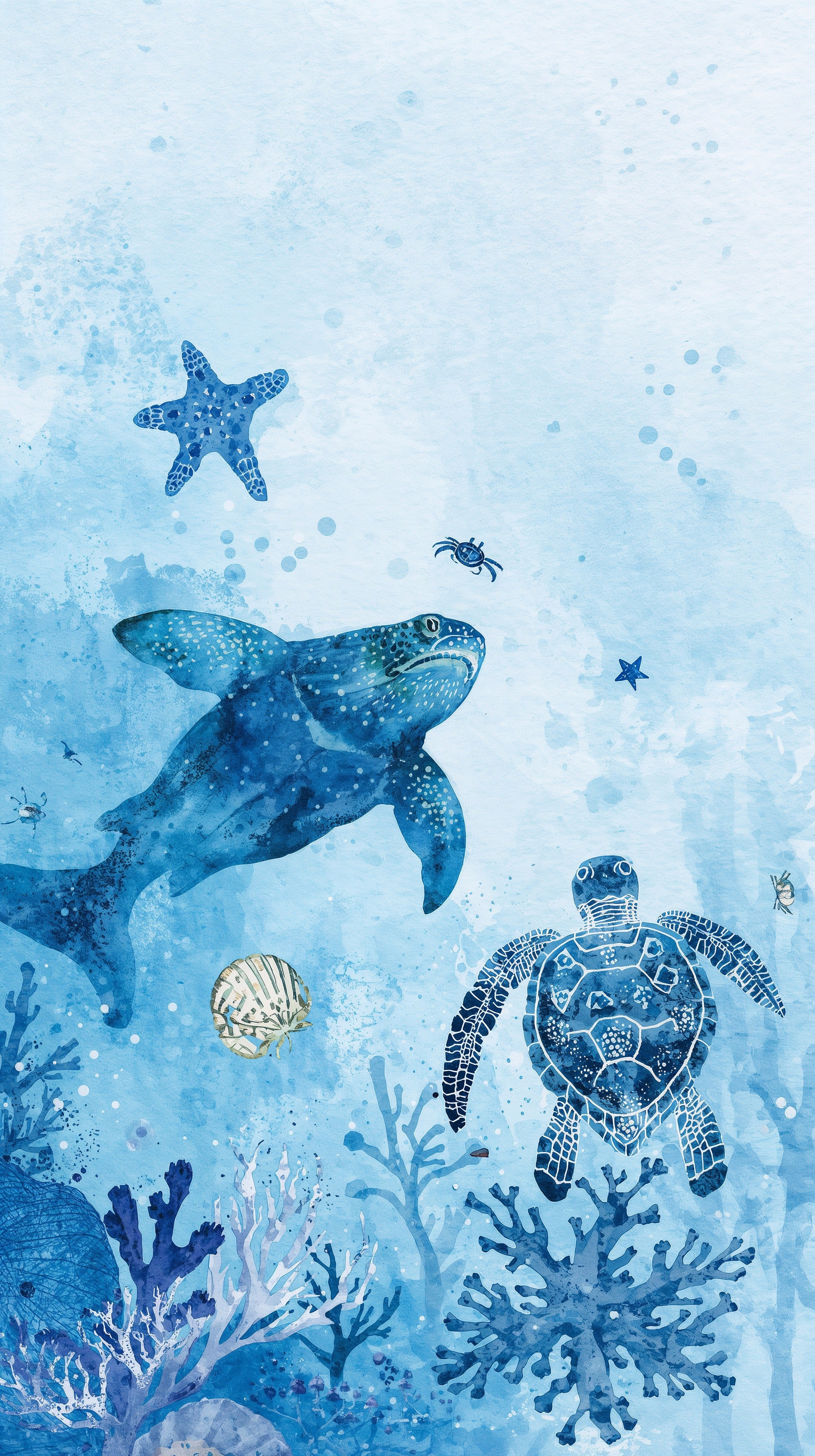 Dive into Blue: Beautiful Sea Creatures Summer Phone Wallpaper