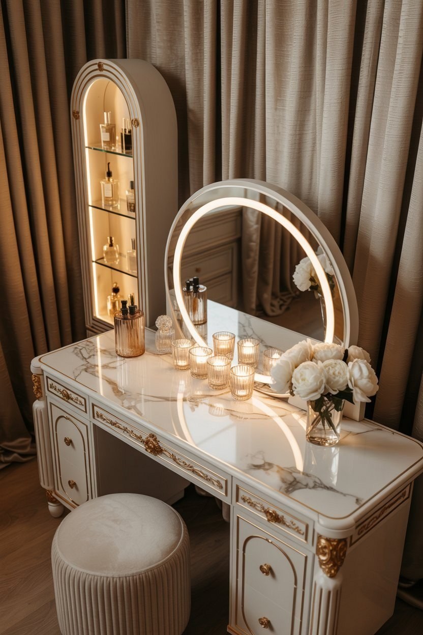 Luxury Marble & Gold Vanity Set for Modern Dressing Rooms