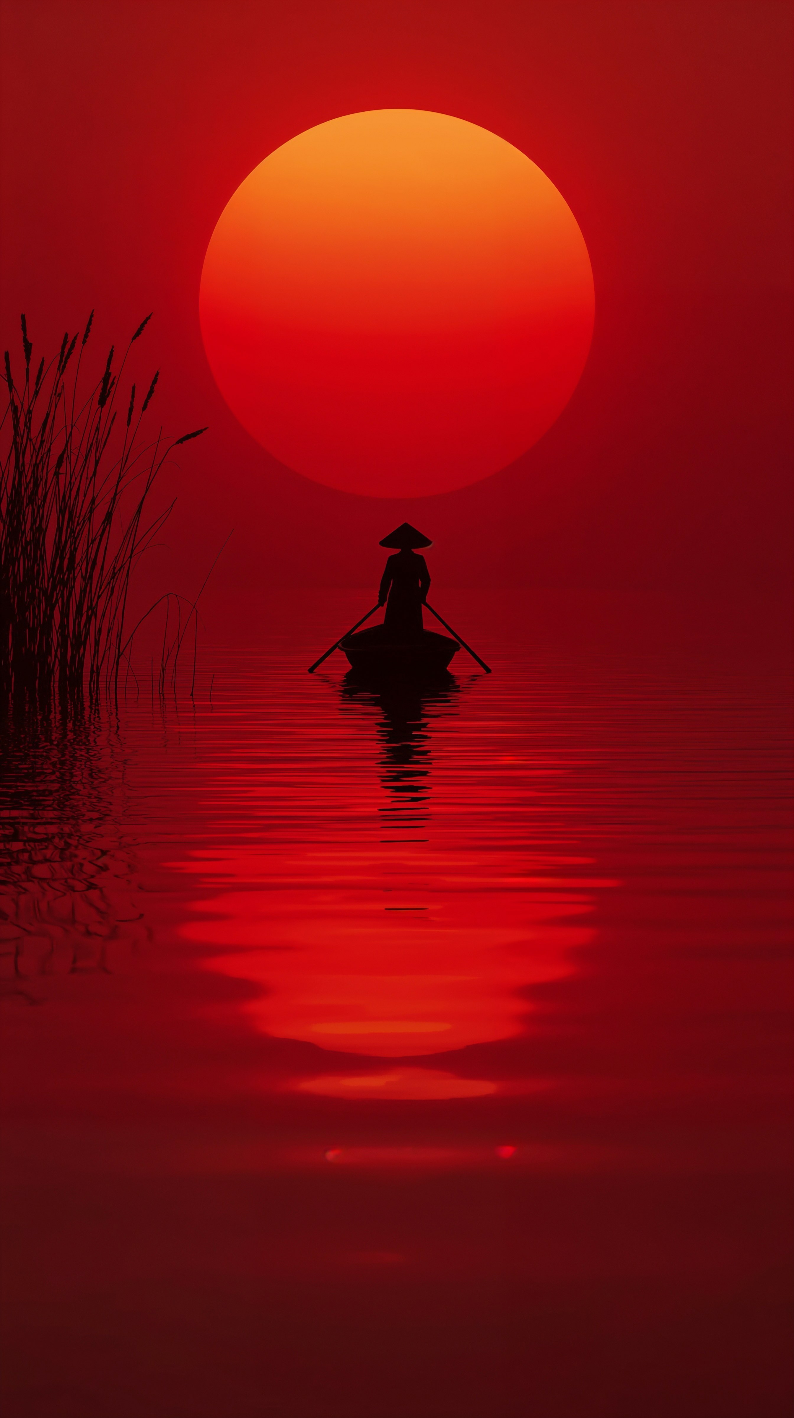 Serene Red Sunset: Aesthetic Laptop & MacBook Wallpaper
