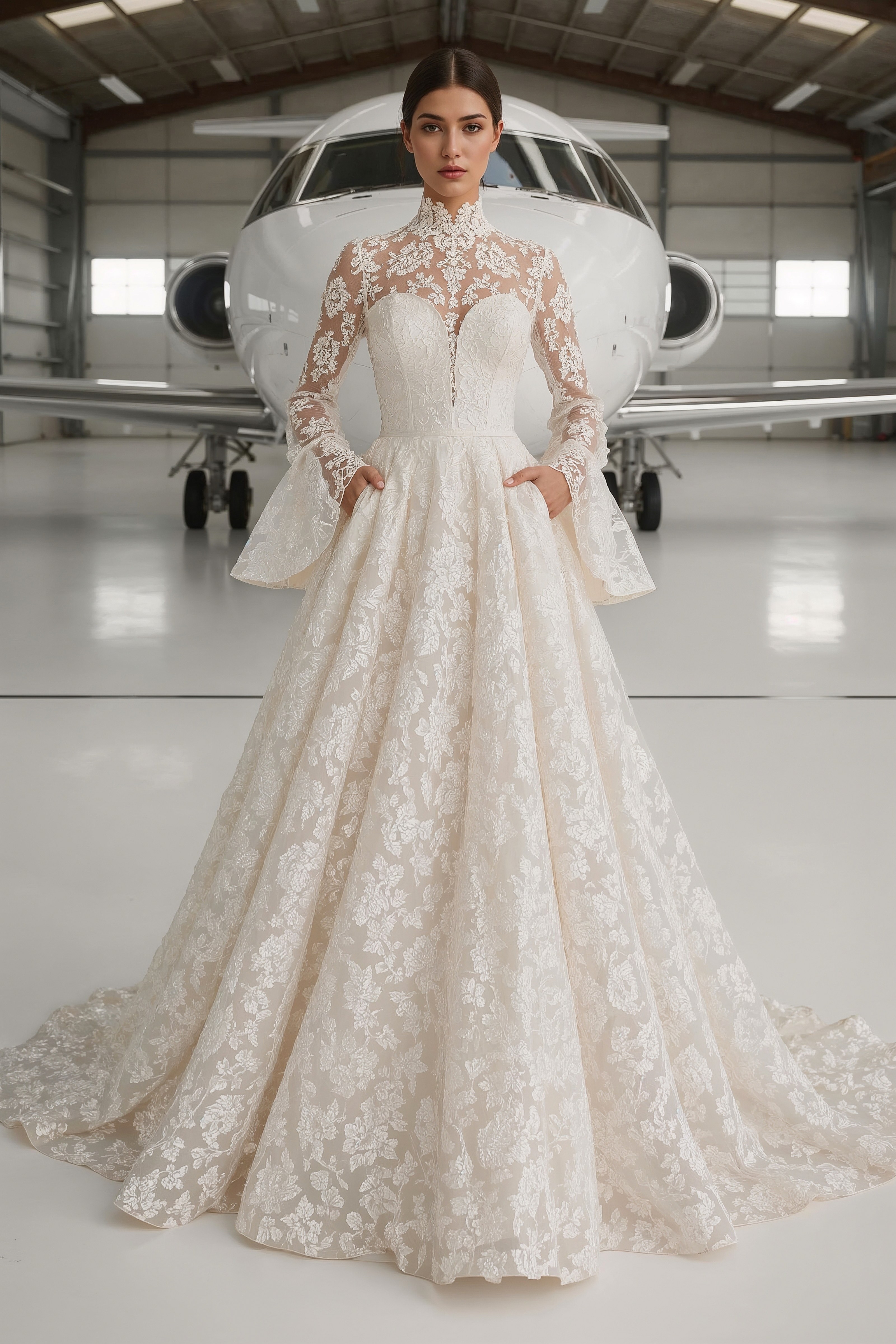 Versatile Bridal Dreams: Long Sleeve Gowns with Detachable Boleros