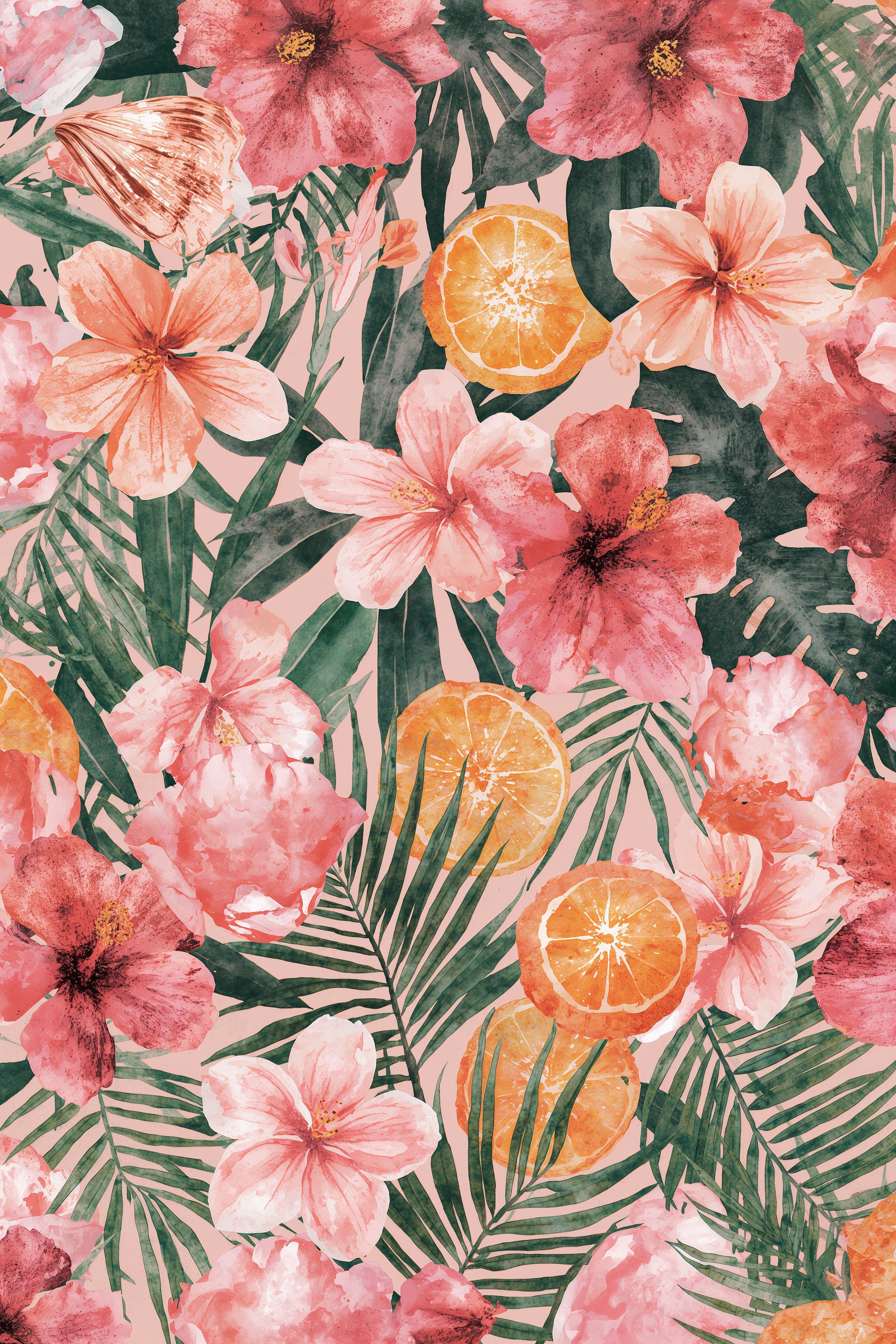 Tropical Summer Vibes: Pink Hibiscus & Beachy Wallpaper