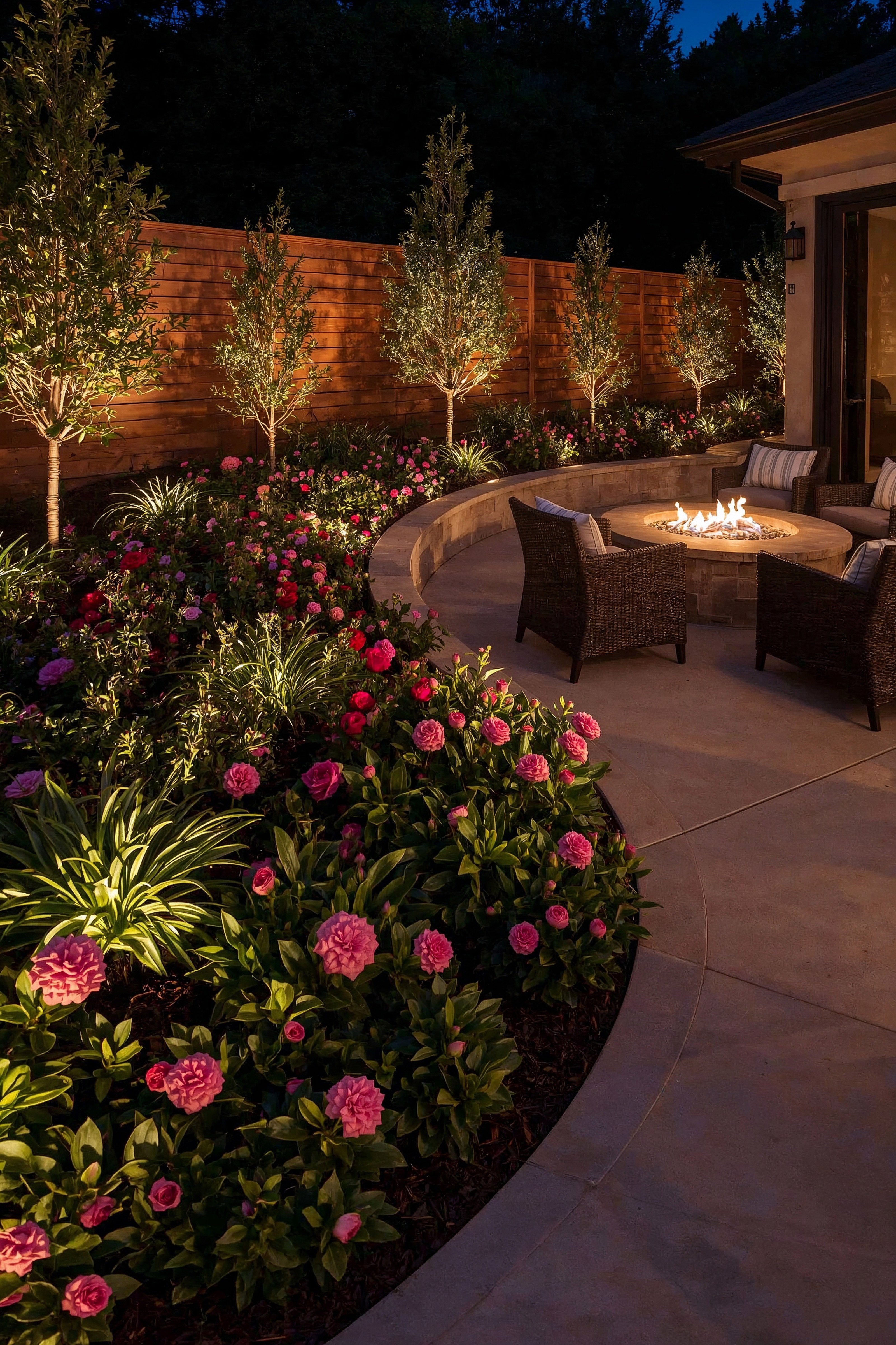 Landscaped Garden with Fire Pit: Cozy Evenings in Your Dream Backyard