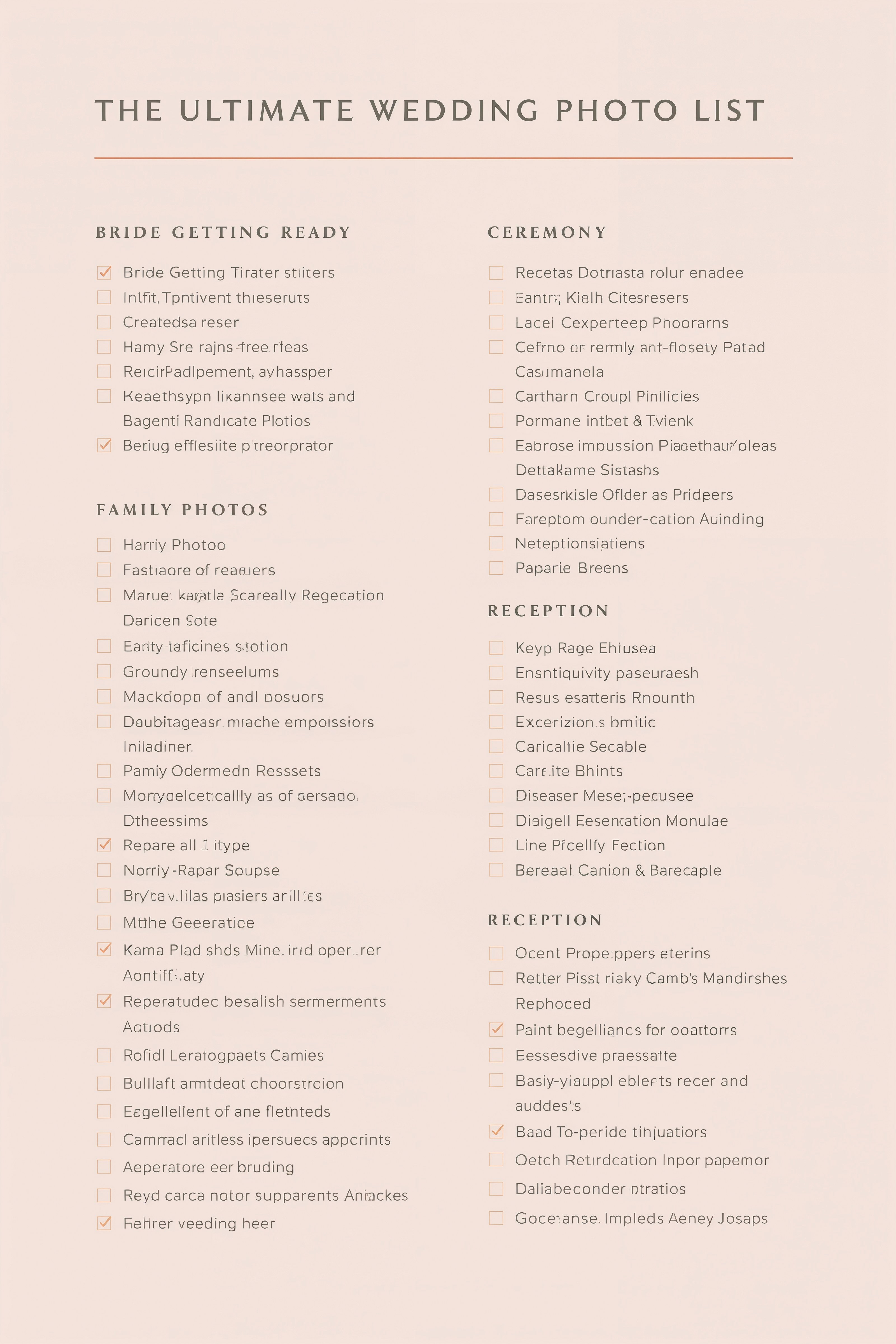 Ultimate Wedding Photo Checklist: Capturing Every Bride Moment