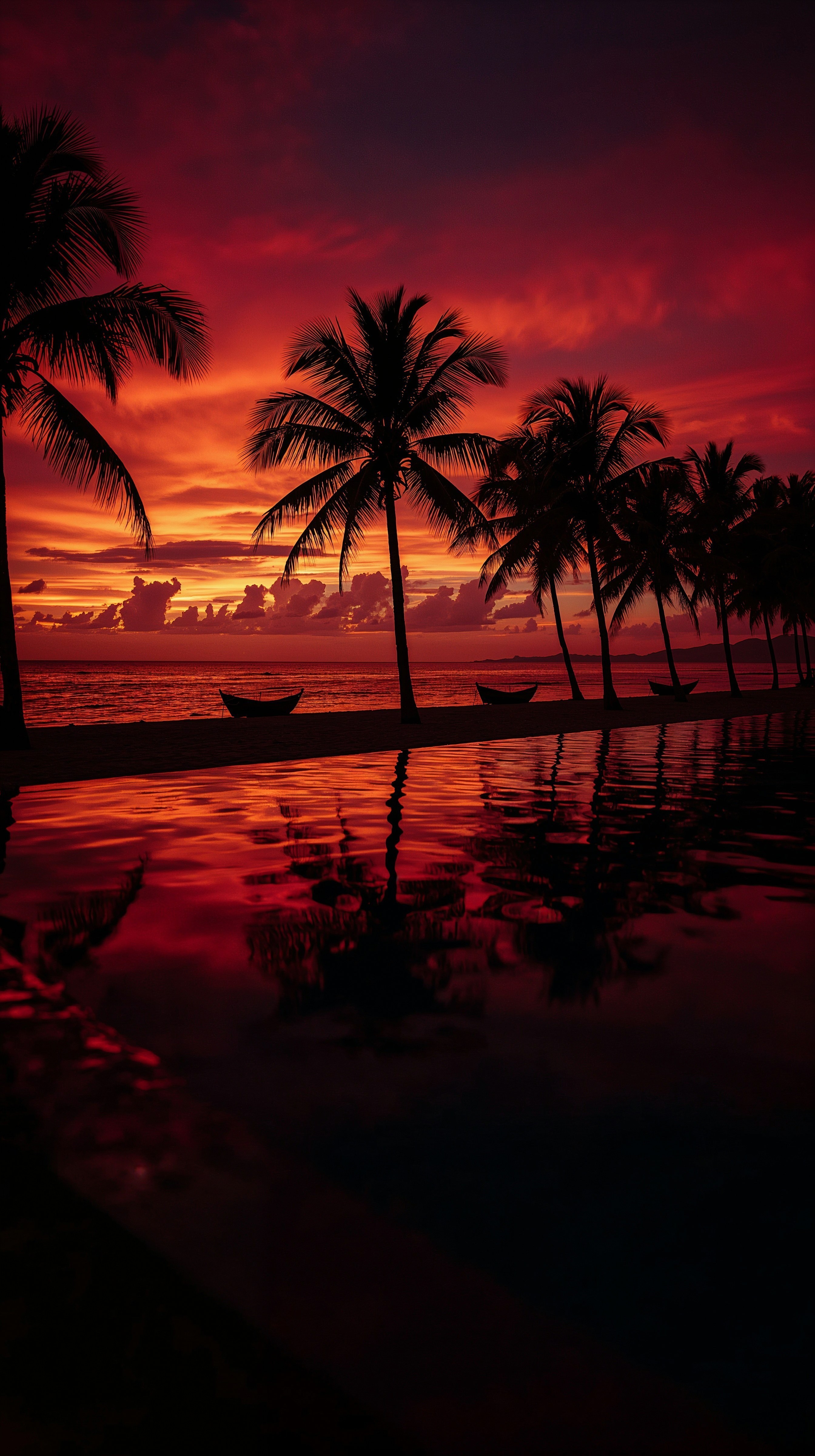 Tropical Paradise Sunset: Vibrant Summer 4K iPhone Wallpaper