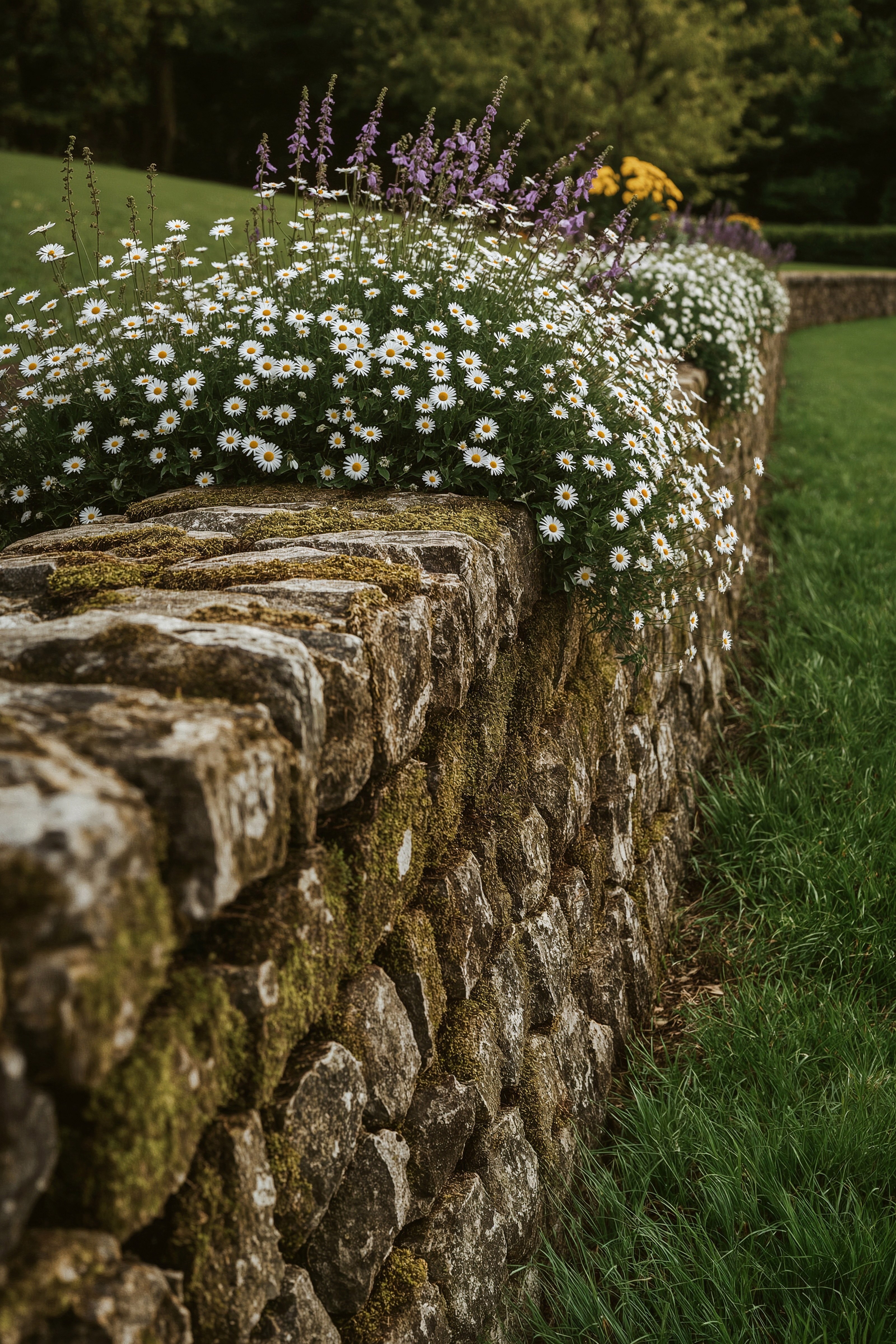 Charming Stone Wall Flower Bed Ideas for Your Front Yard