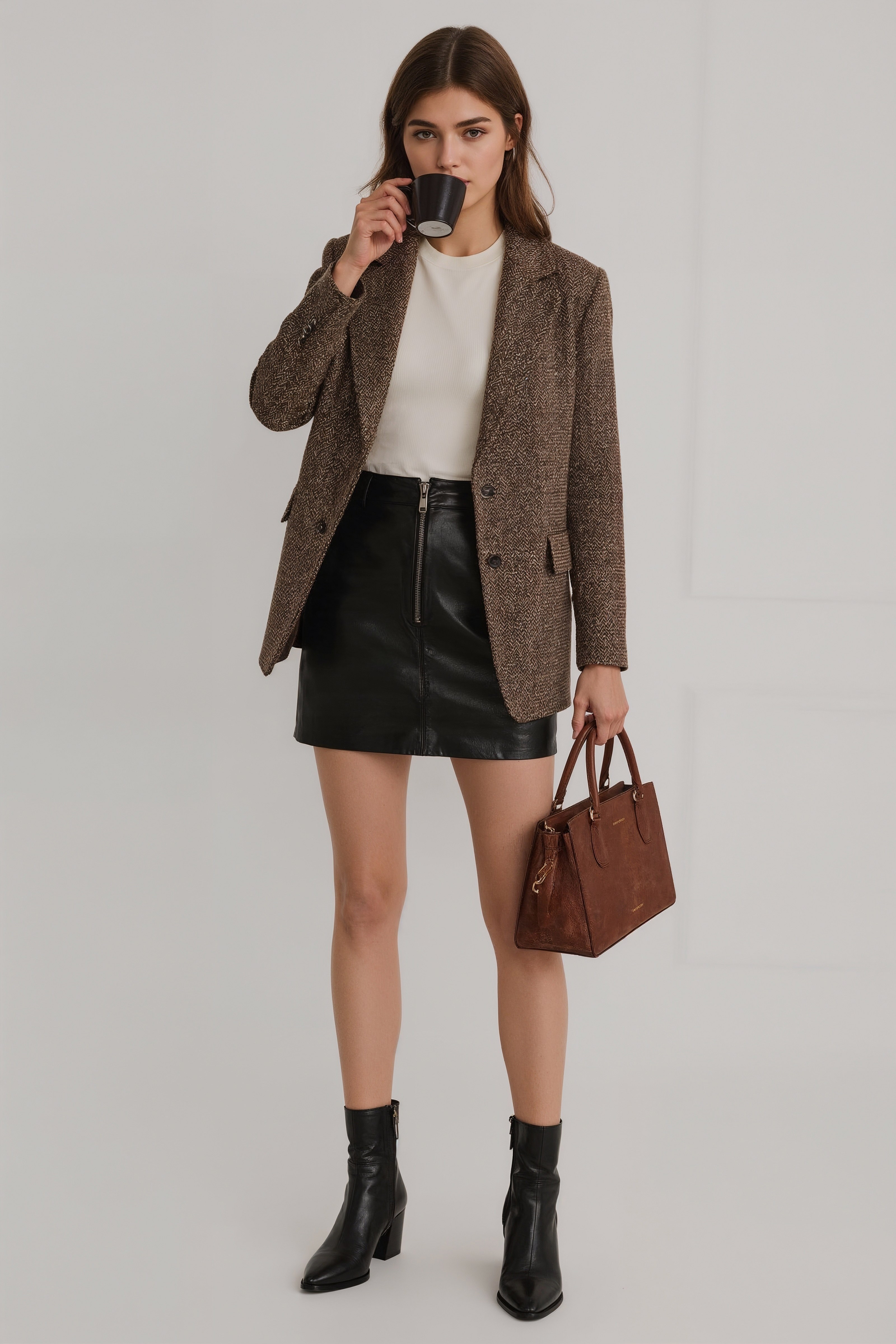 Elegant Casual Outfits: Knee High Boots & Mini Skirt Style