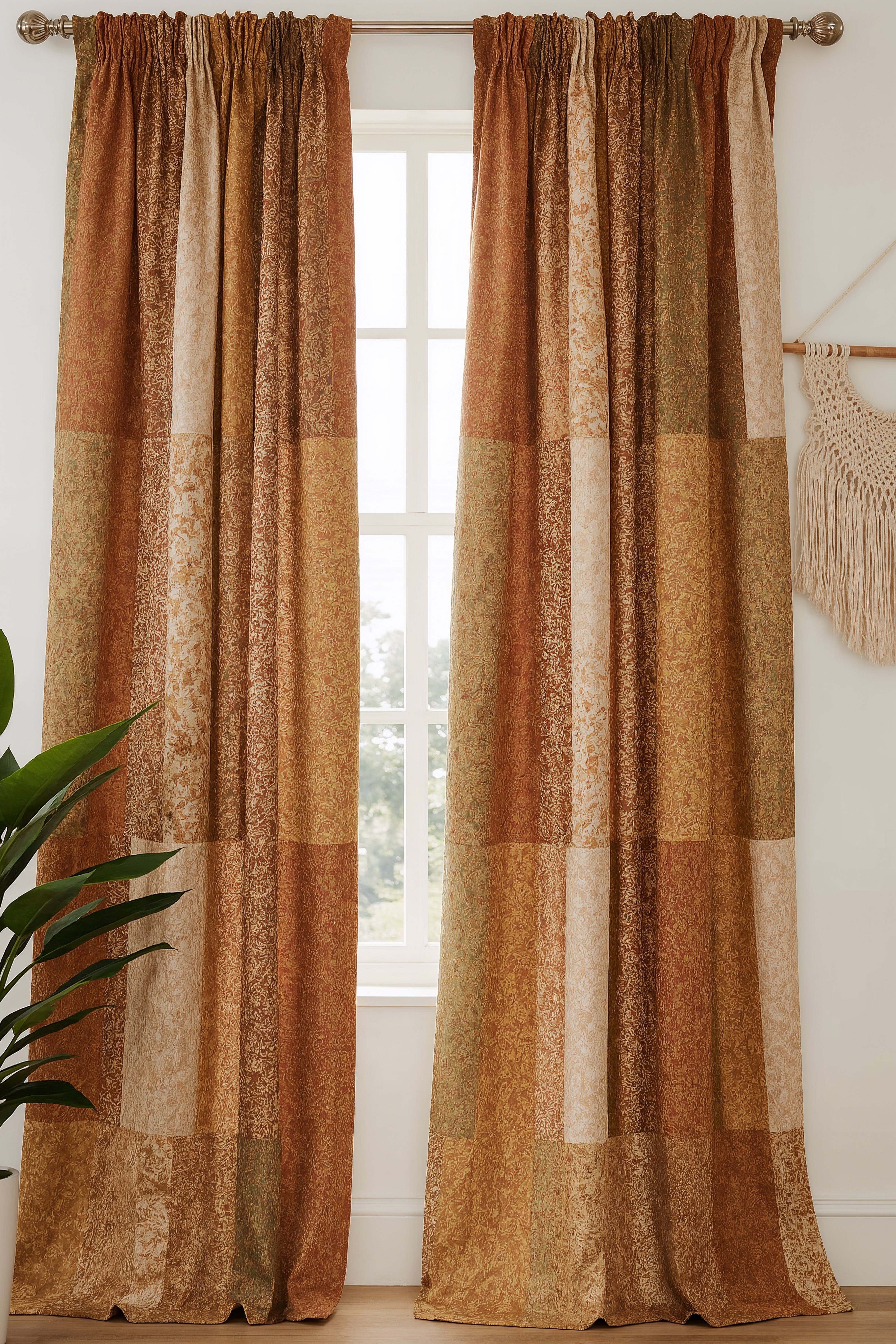 Cozy Boho Bedroom Curtains: Colorful Patchwork Window Decor