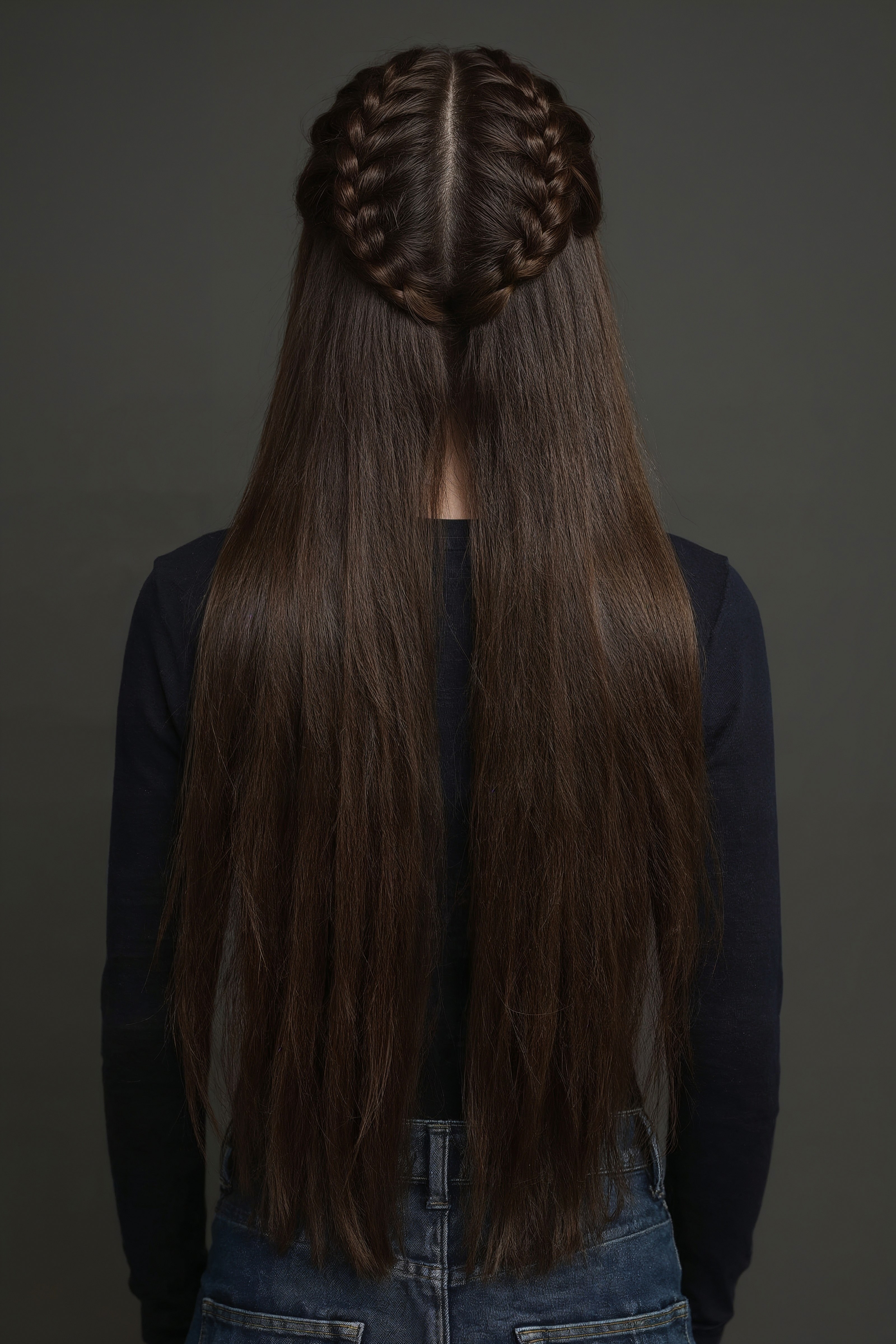 Chic Long Hair Braids: Adorable School Hairstyles with Blue Ribbons