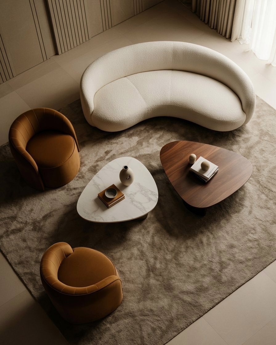 Modern Lounge Area with S Shape Sofas: High-End Apartment Style