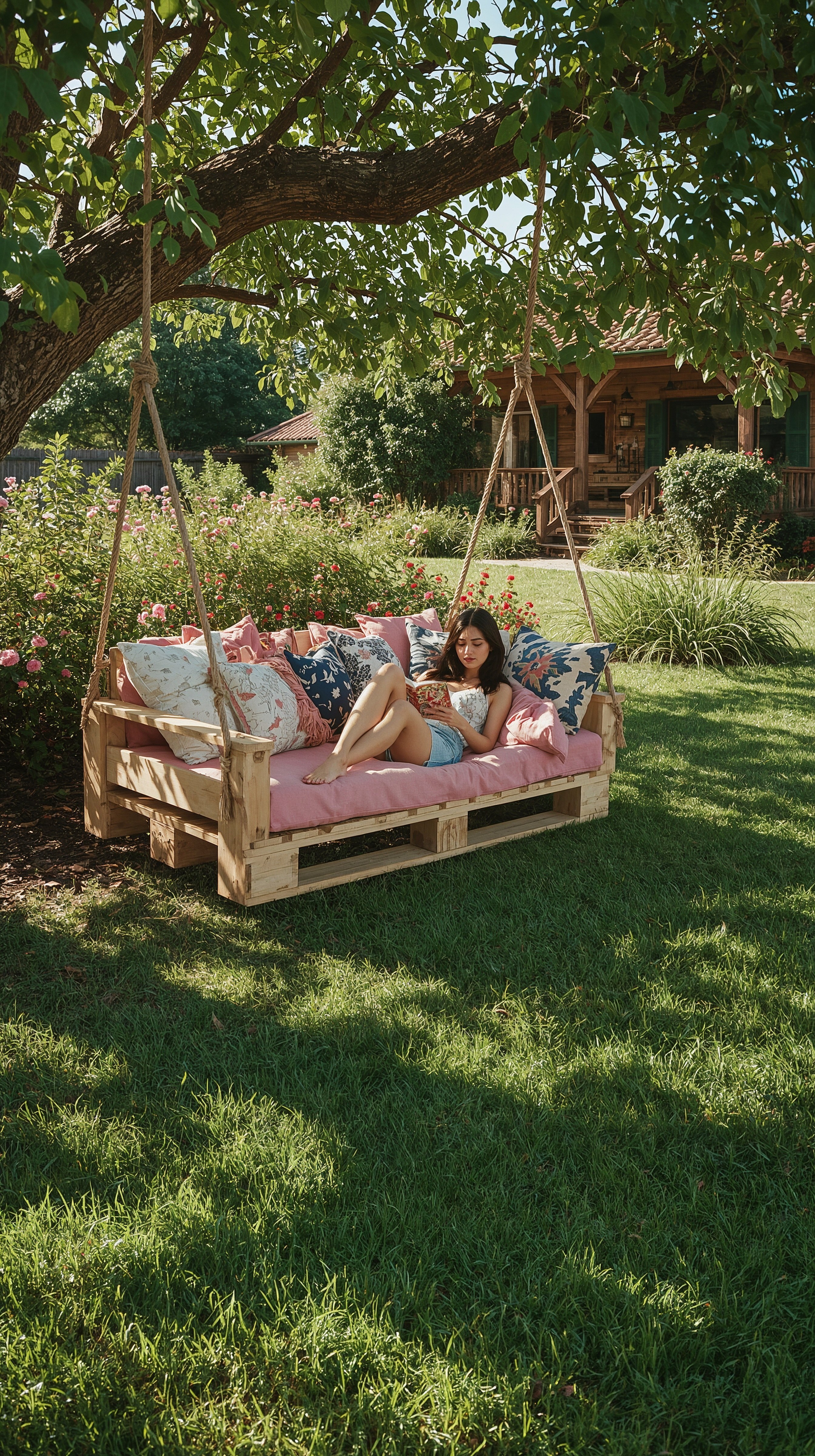 DIY Pallet Swing Bed: Aesthetic Yard Corner & Garden Inspiration