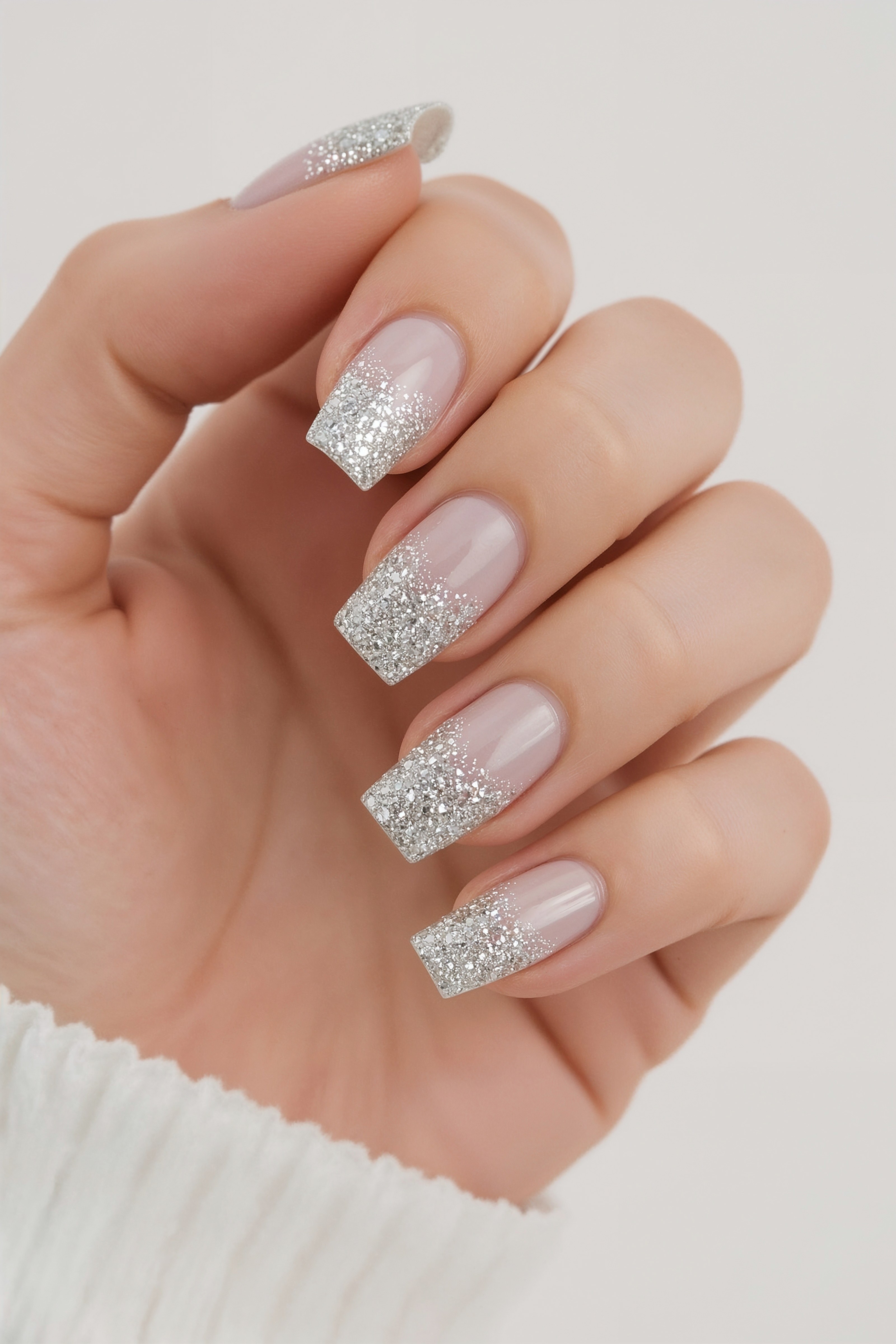 Sparkling Silver Glitter Graduation Nails for 2025