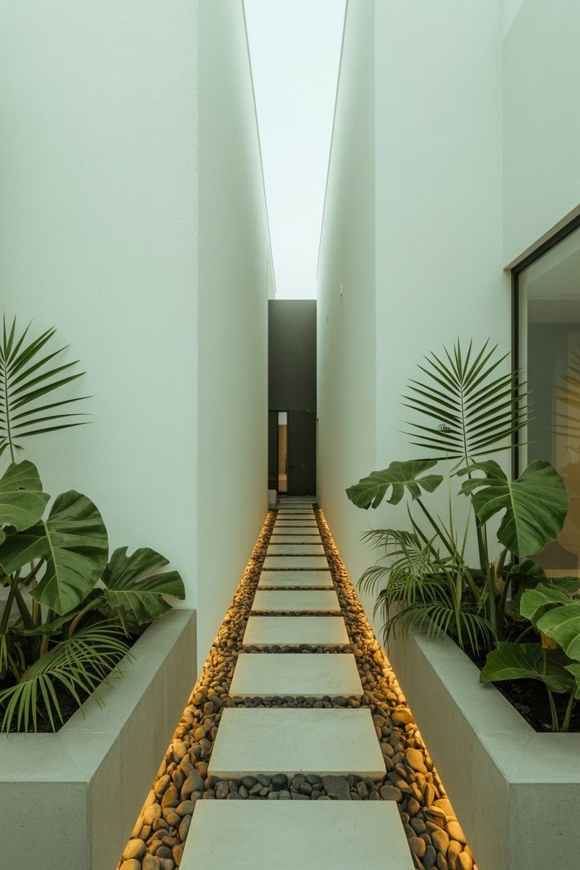 Modern Tropical Entrance Walkway: Contemporary Garden Design