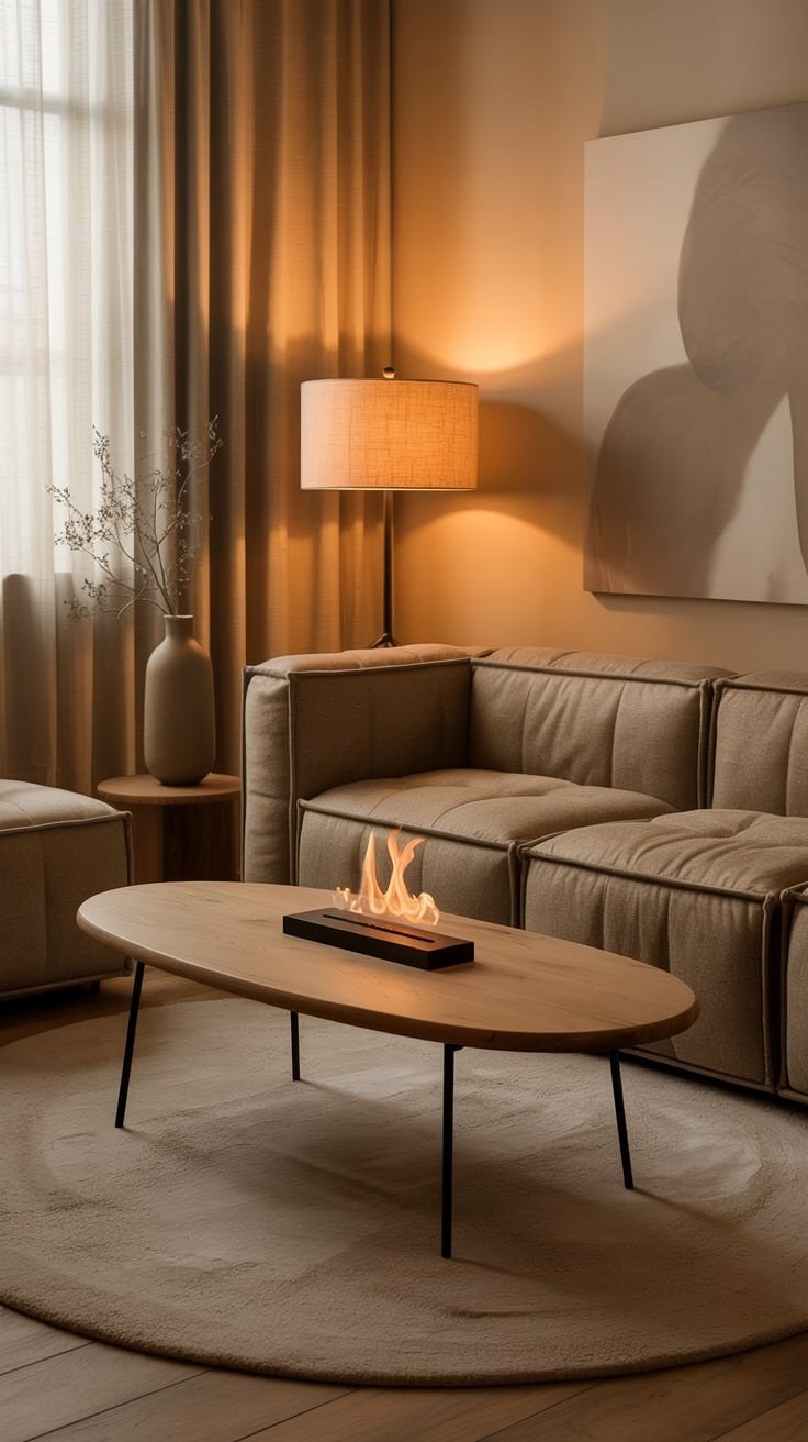 Cozy Living Room Design with Integrated Small Home Office Nook