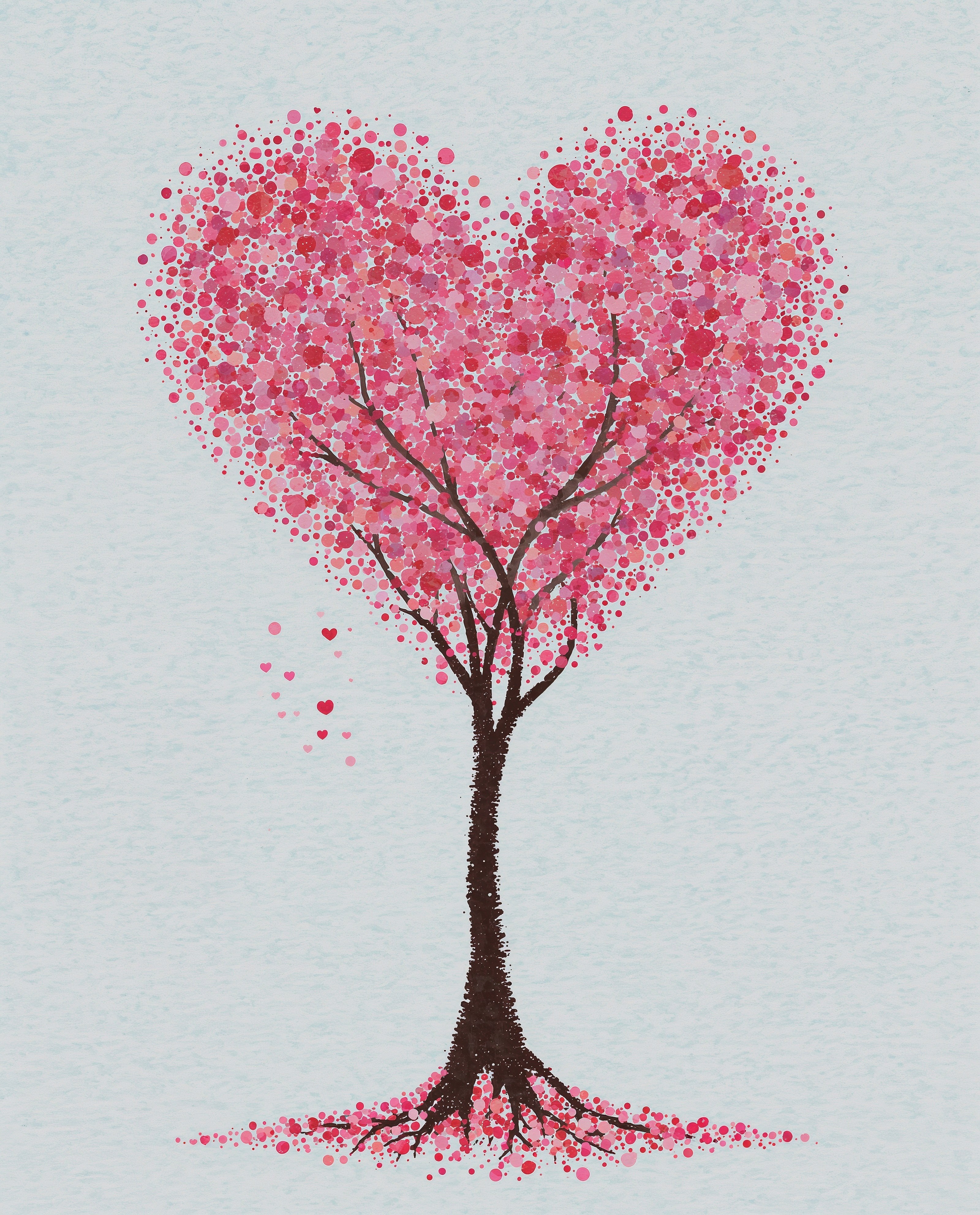 Easy Valentine's Art: DIY Glitter Tree & Heart Painting Wallpaper
