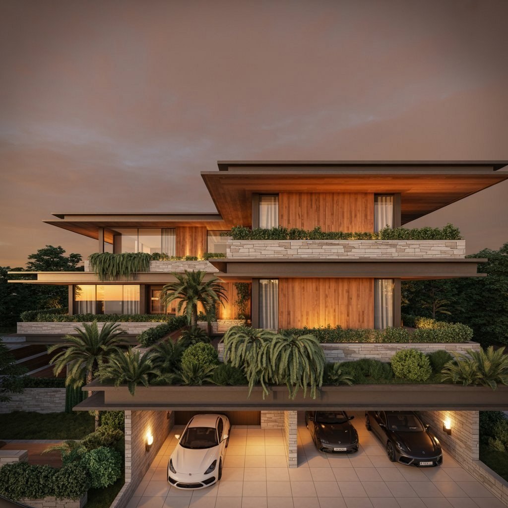 Modern Japanese House Exterior: Serene Tropical Villa Design