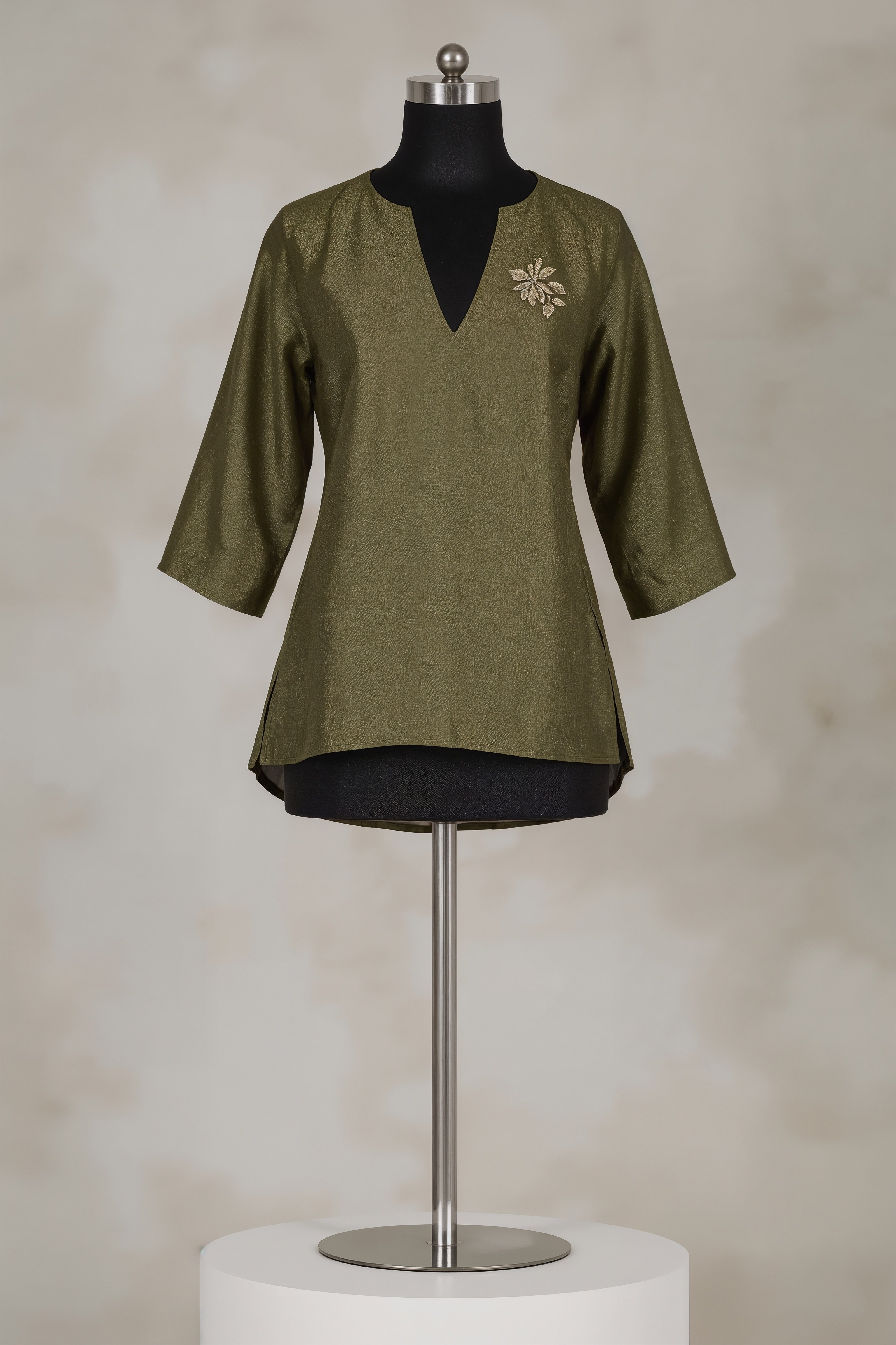Trendy Olive Green Silk Blouse Front Designs for Traditional Sarees