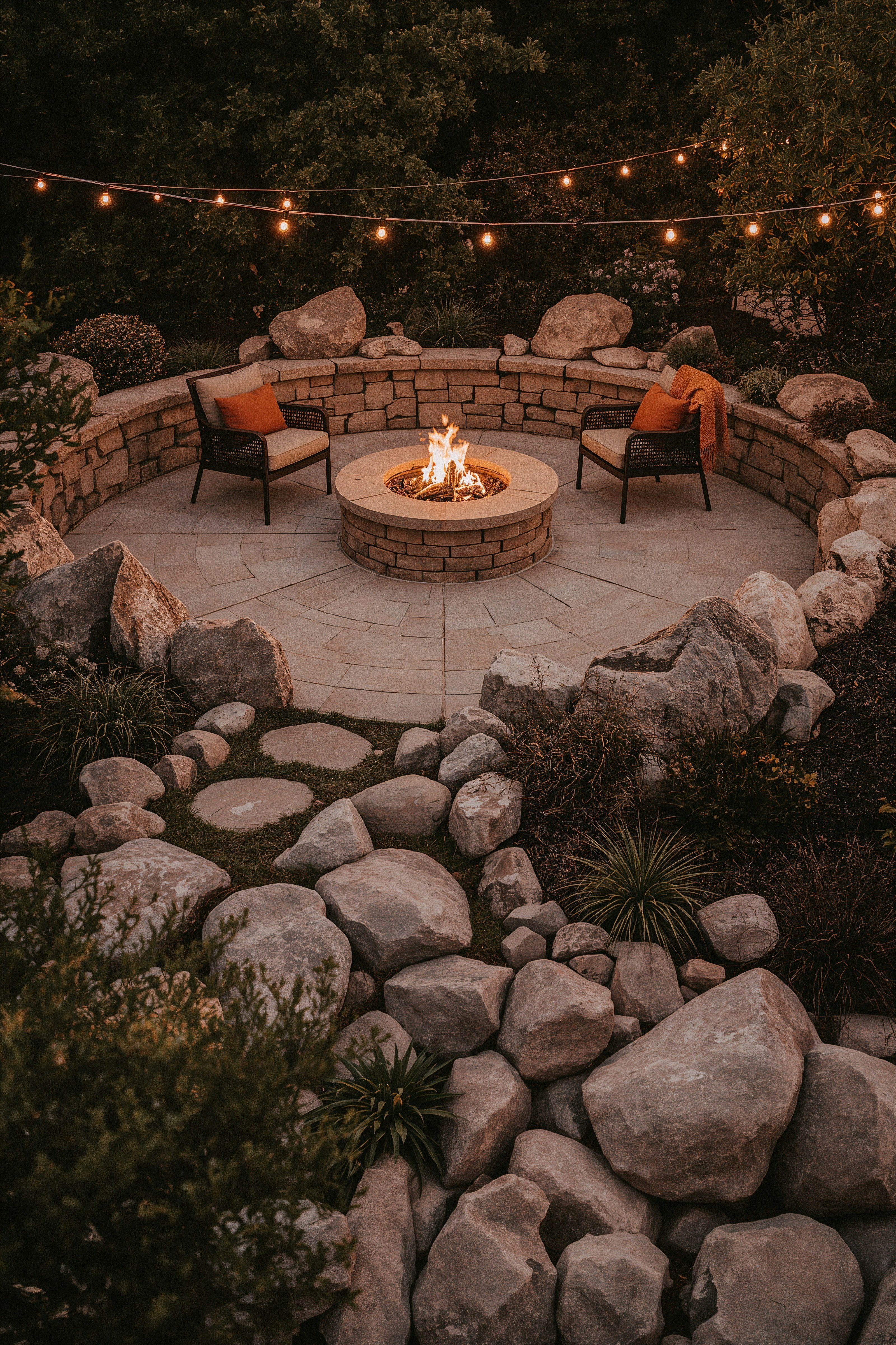 Warm Rock Garden Patio: Low-Maintenance Outdoor Living Oasis