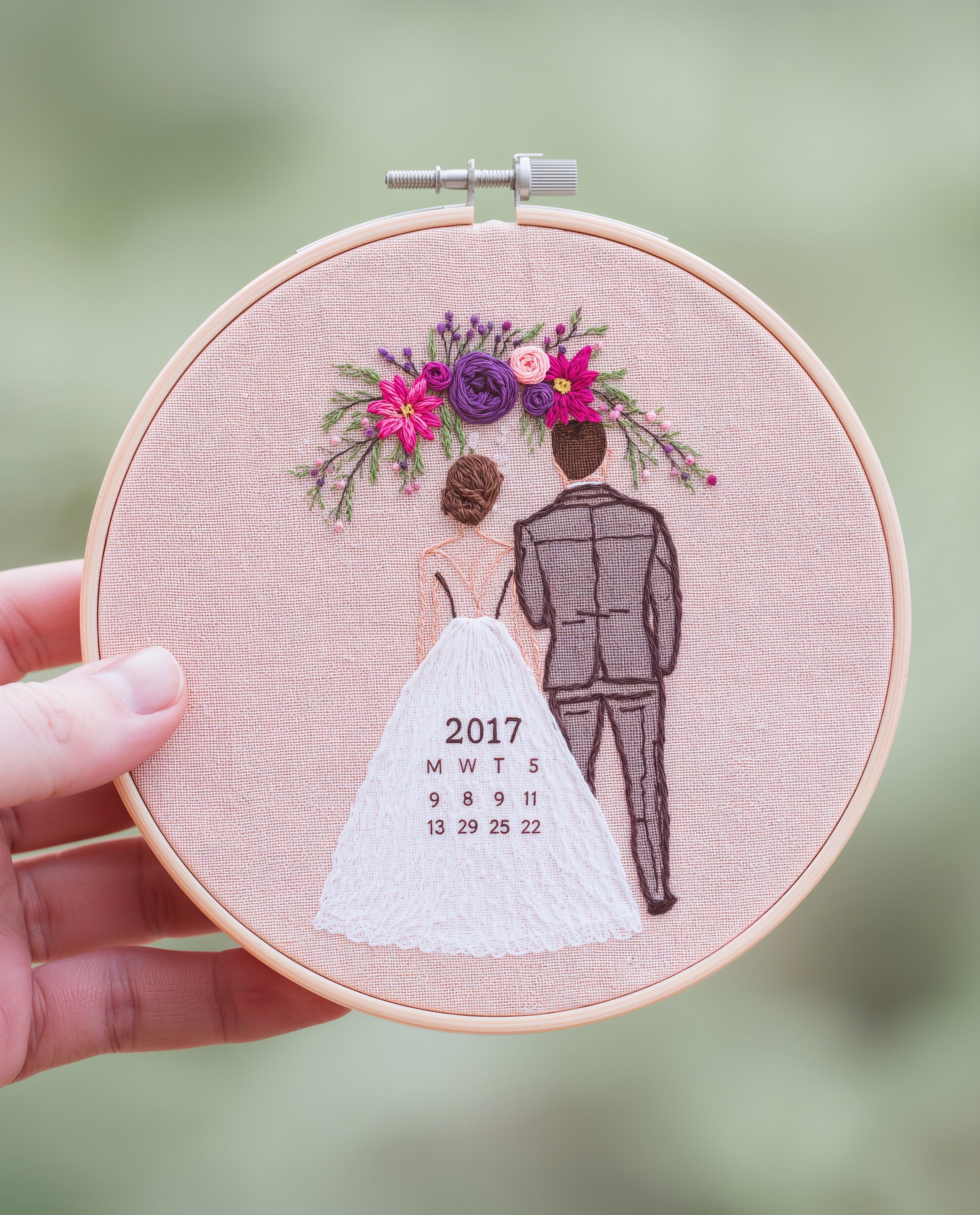 Charming Hand Embroidery Wedding Hoop Art: Unique Bridal Gifts