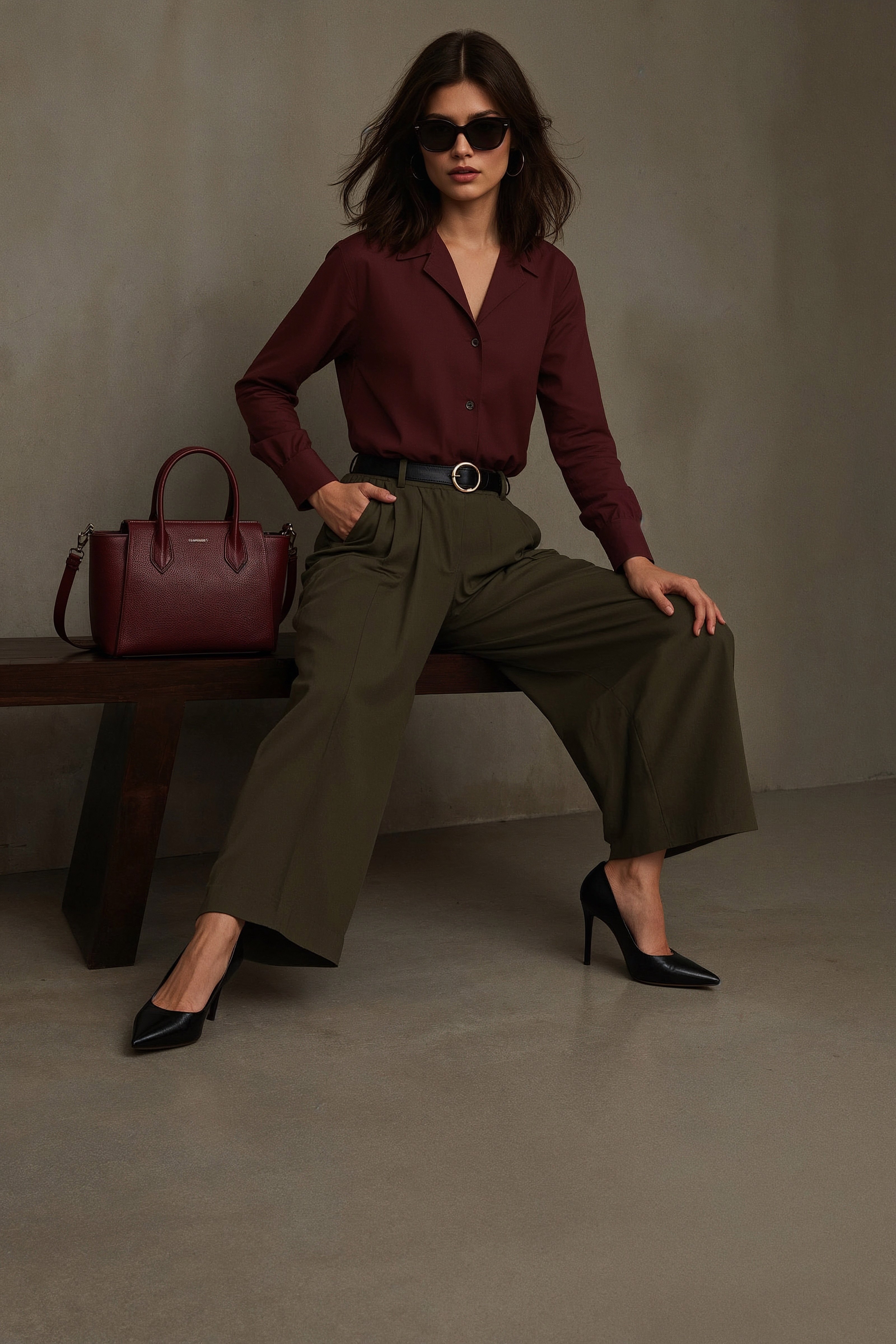 Chic Corporate Outfits: Rich Woman Look in Green Office Wear