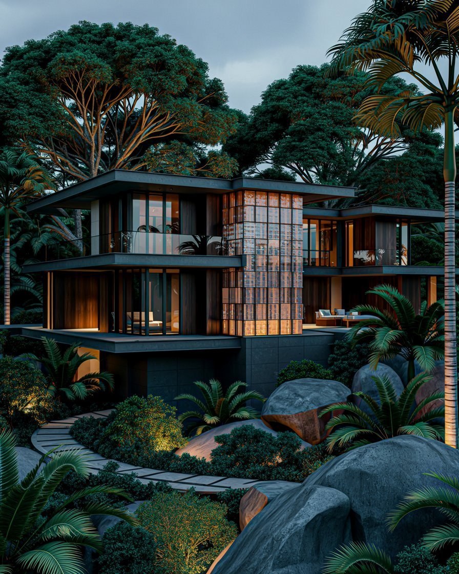 Modern Tropical Houses: Architectural Oasis with Lush Landscaping