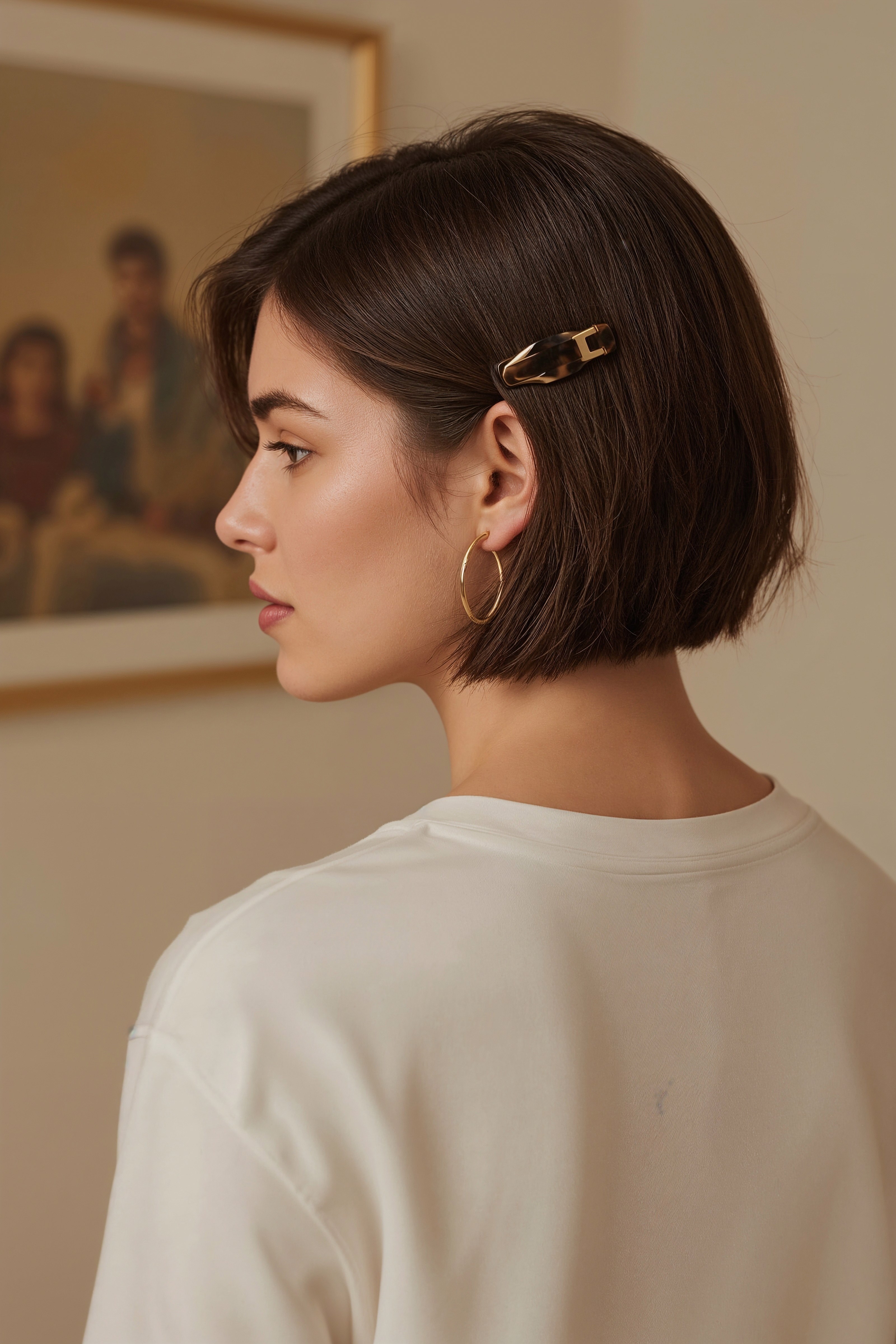 Chic Claw Clip Half-Up: Easy Hairstyle Ideas for Short Brunette Hair