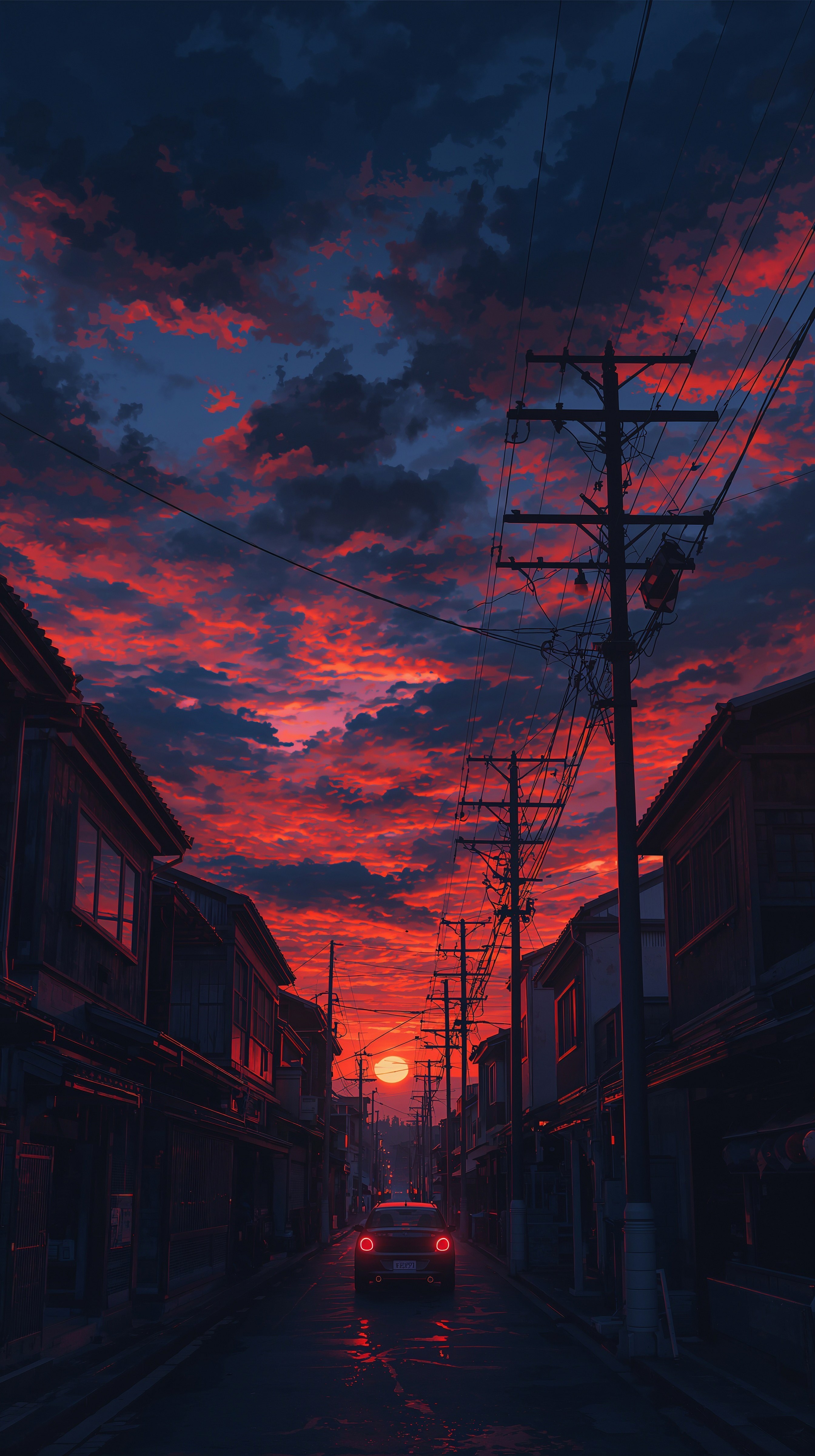 Aesthetic Desktop Scenery: Sunset Street View 8K Wallpaper