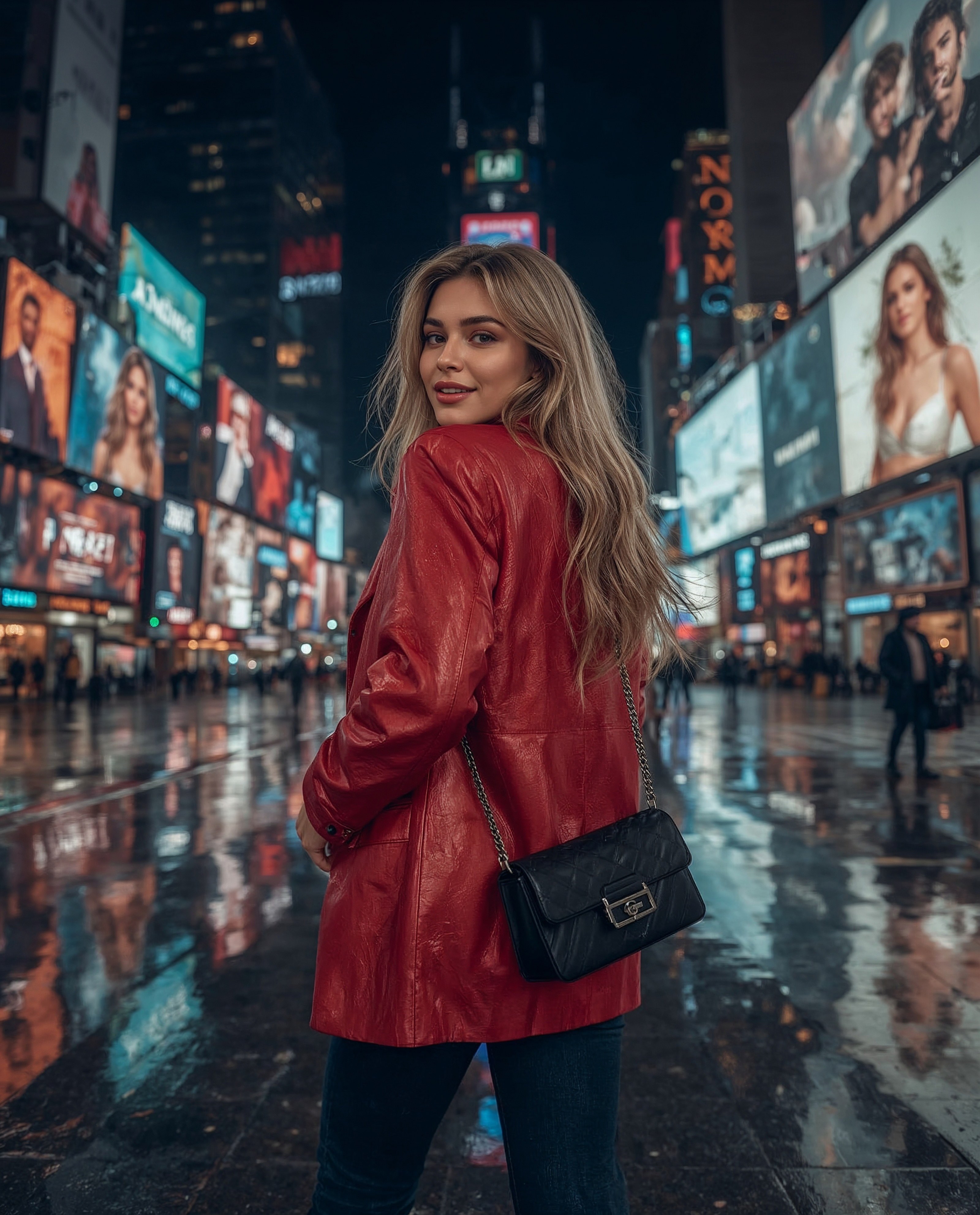 90s Winter Aesthetic: Times Square Photoshoot Magic