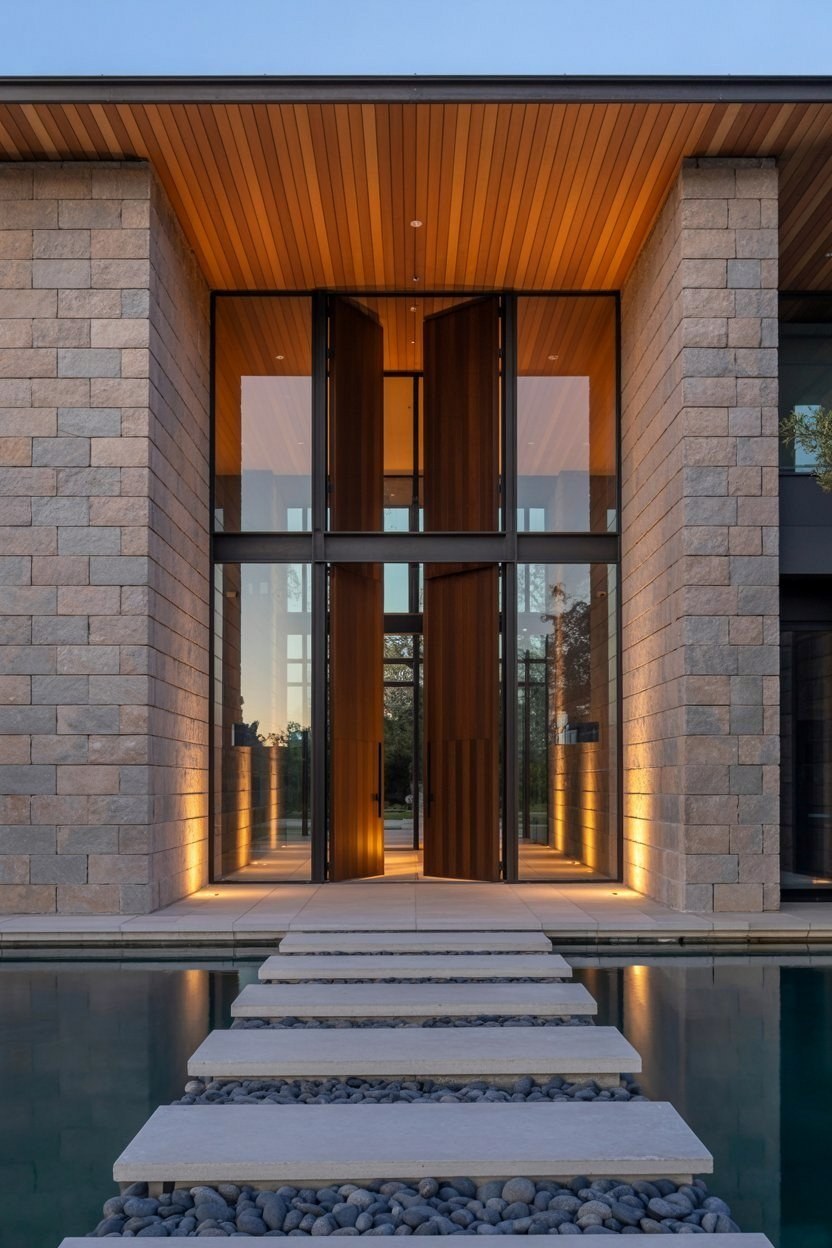 Grand Entrance: Modern Front Door & Stepping Stone Pathway