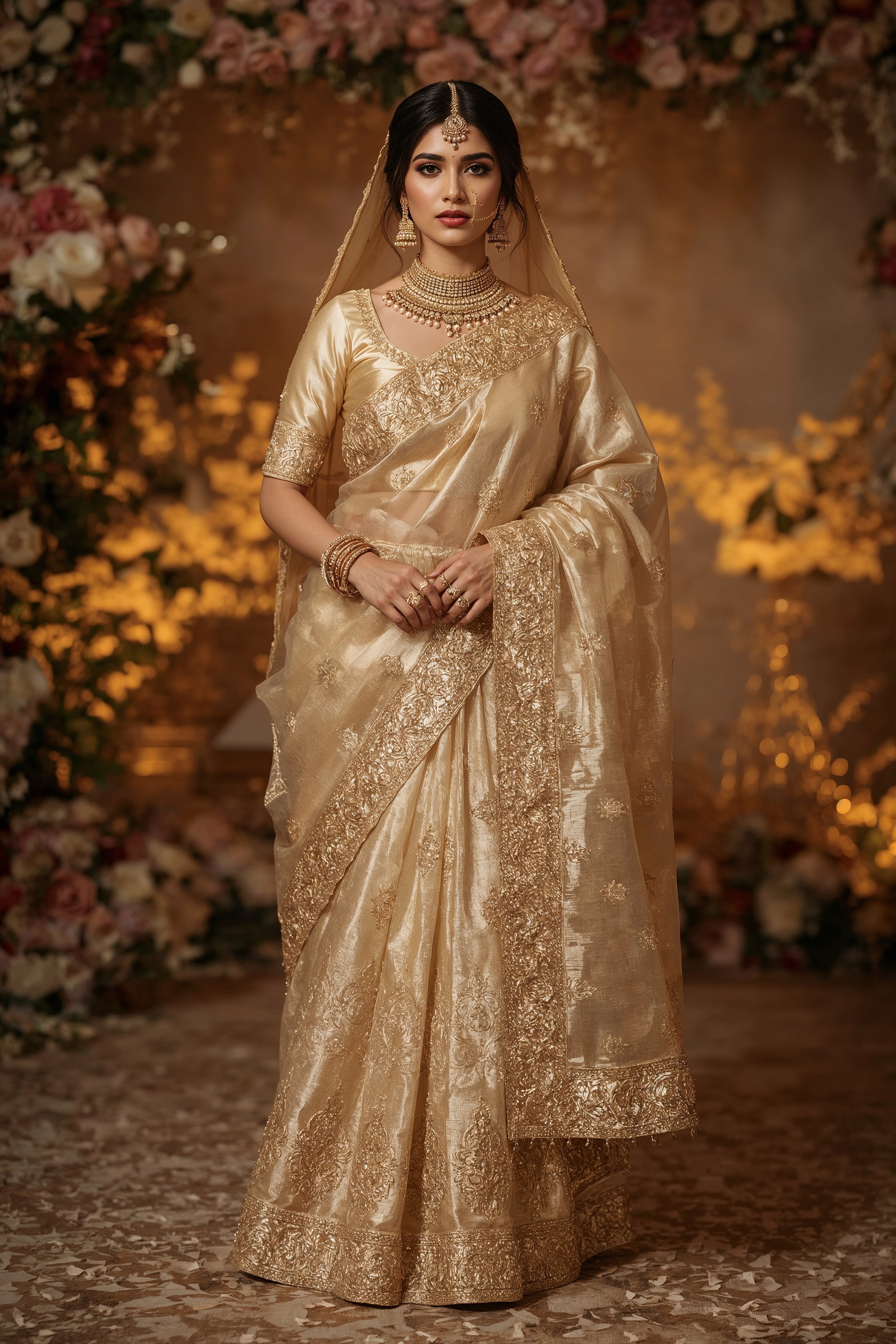 Royal Golden Bridal Sarees: Regal Wedding Outfit Inspo