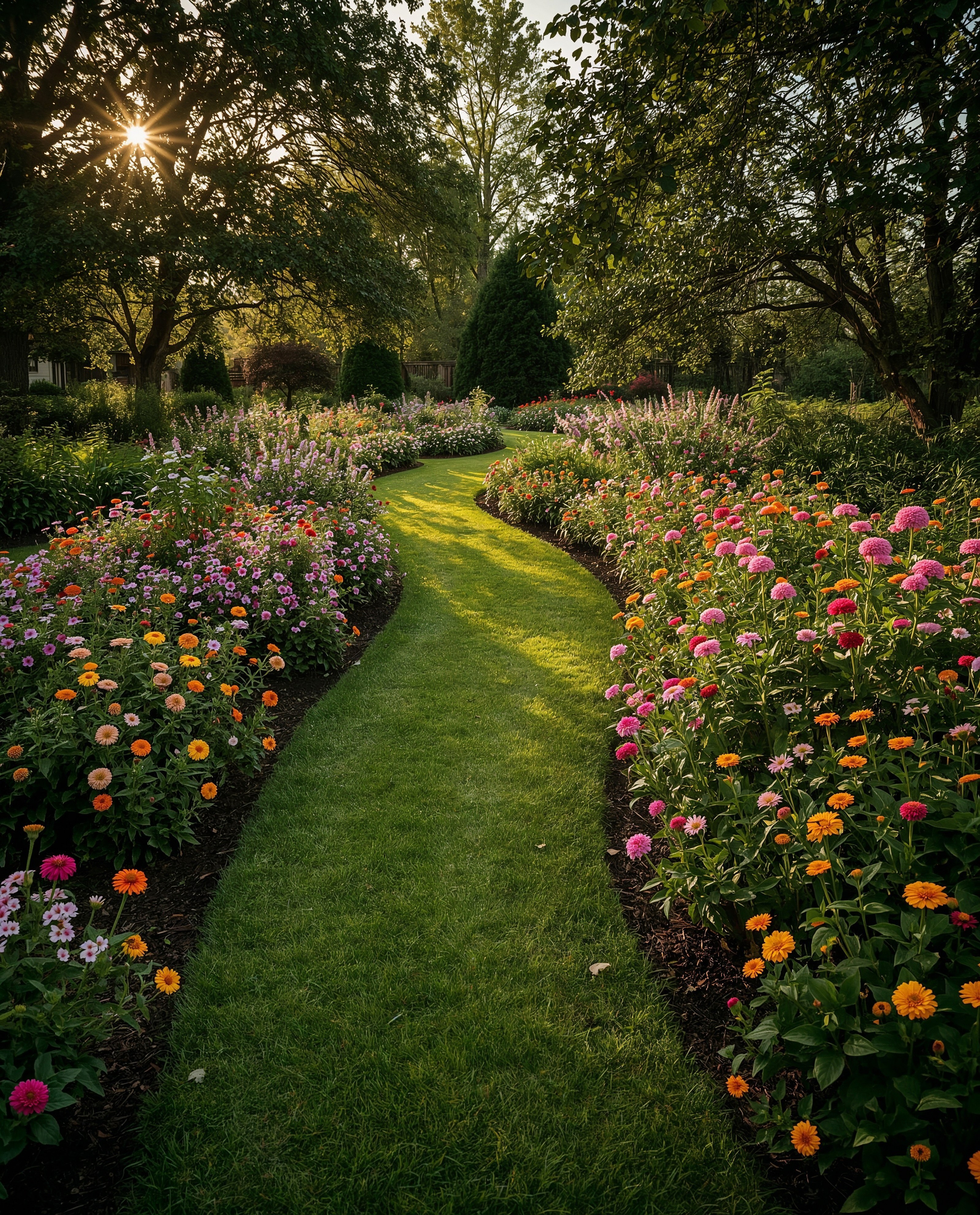 Dream Backyard Transformation: Floral Garden with Winding Paths
