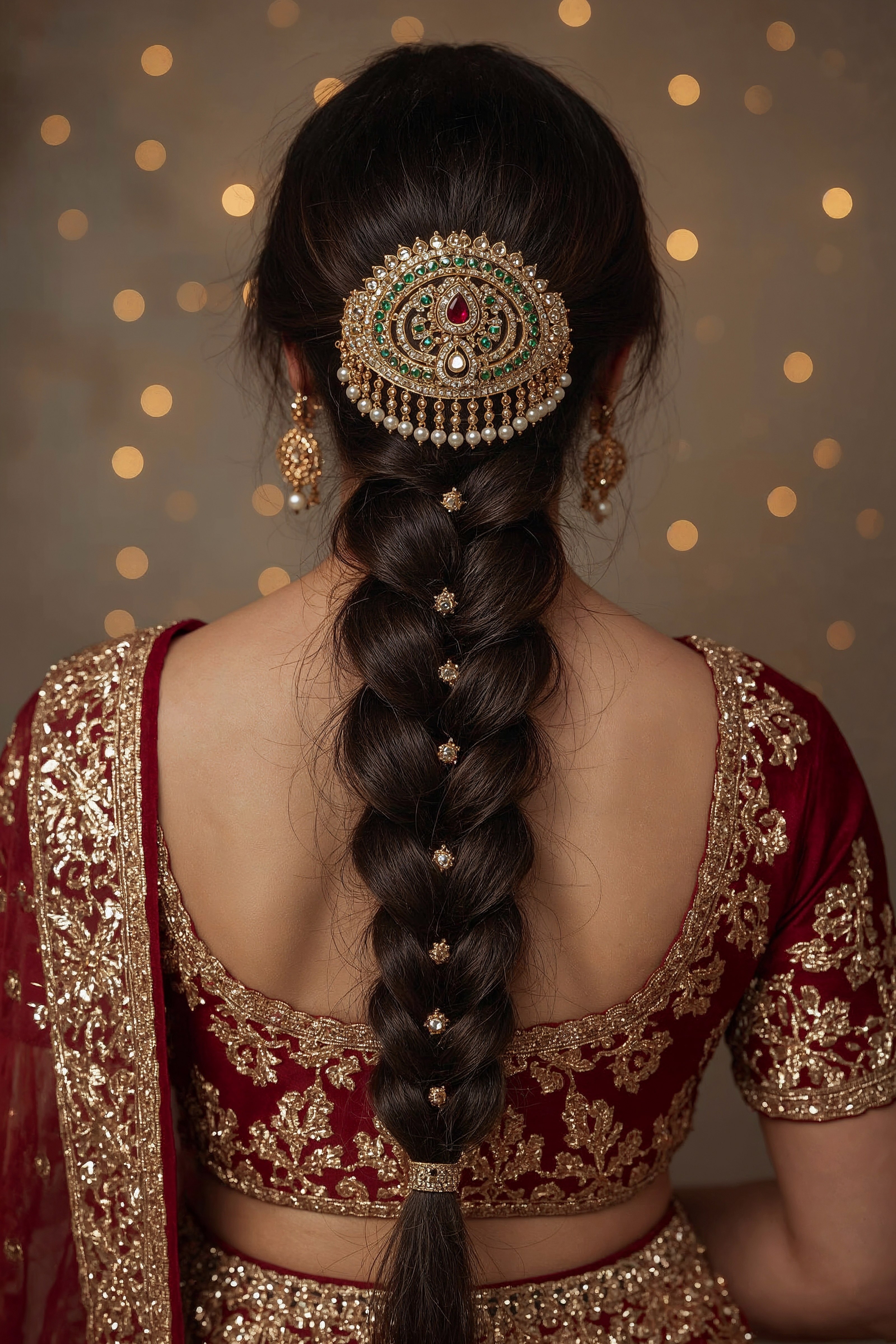 Stunning Indian Bridal Braid with Traditional Choti Jewelry
