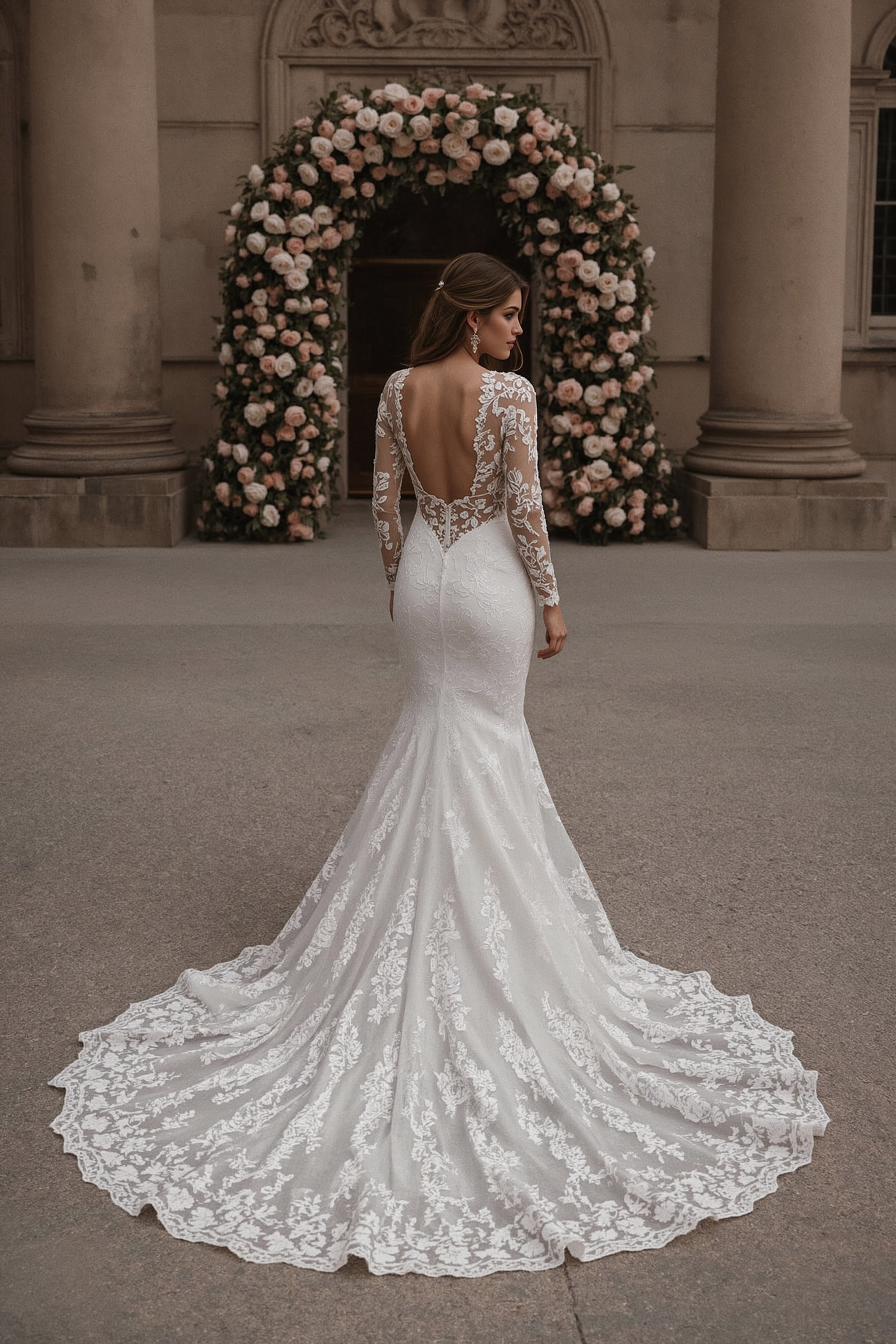 Dramatic Lace Wedding Dress: Fitted Mermaid with Open Back