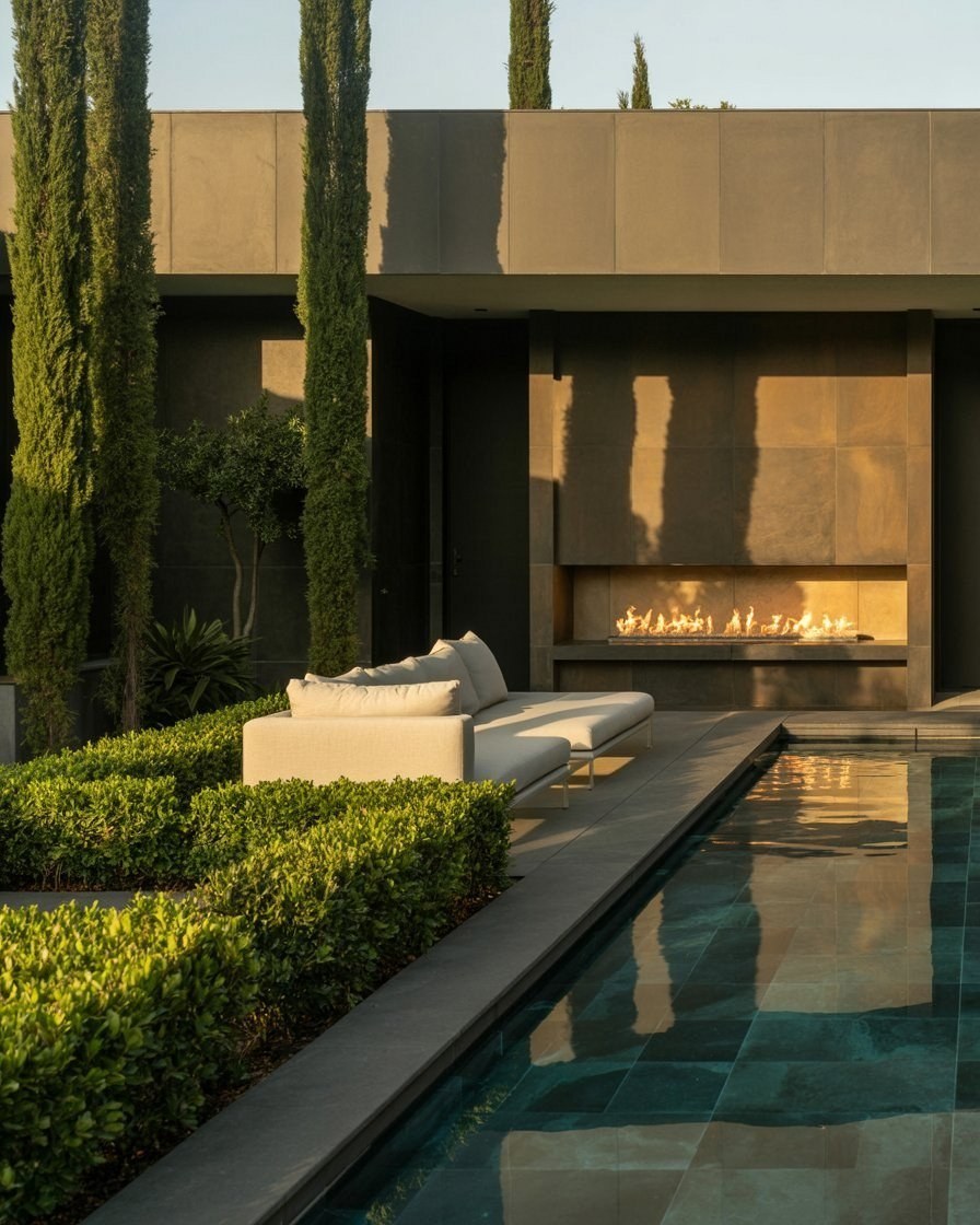 Modern Luxury Garden Design: Serene Reflecting Pool & Minimalist Oasis