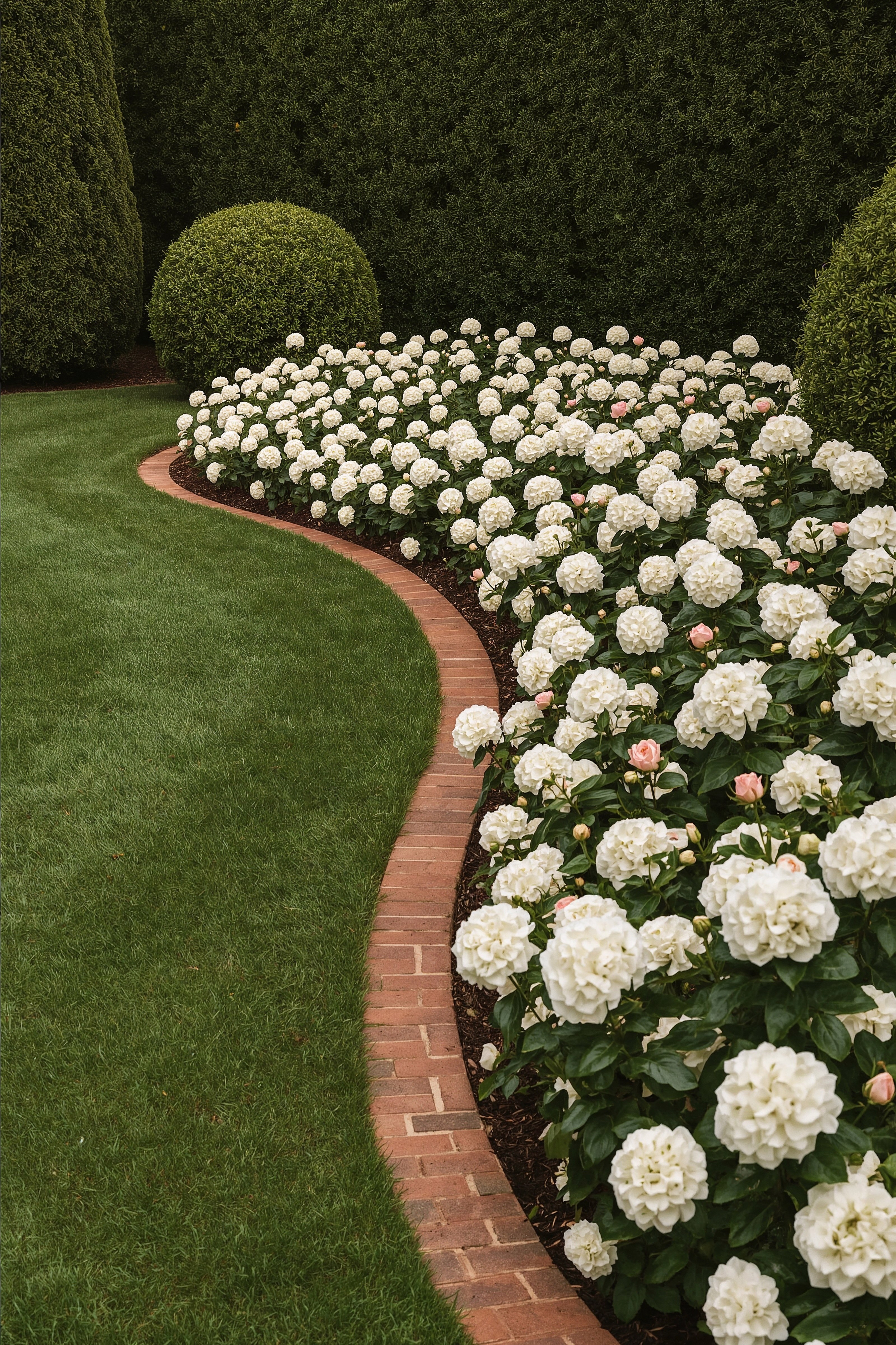 Dream Backyard Garden: Brick Edging & Lush Blooms
