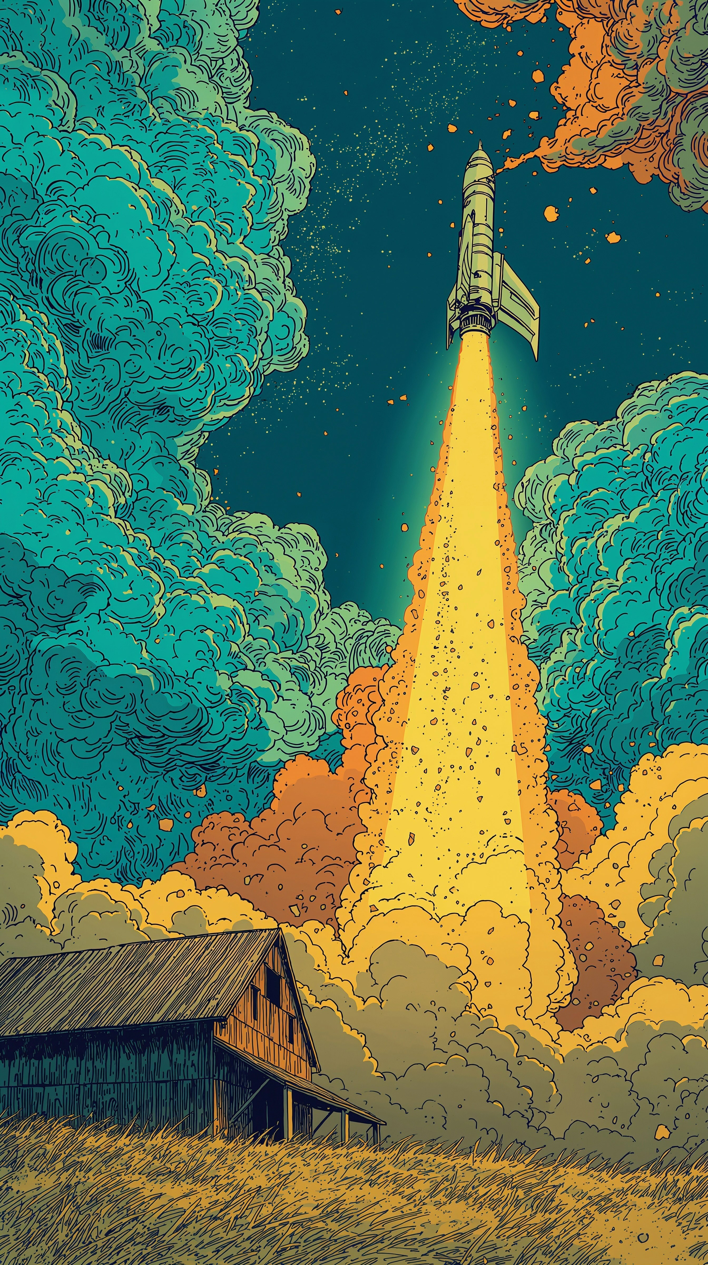 Artistic Space & Barn: Dynamic Rocket Launch Cool Wallpapers
