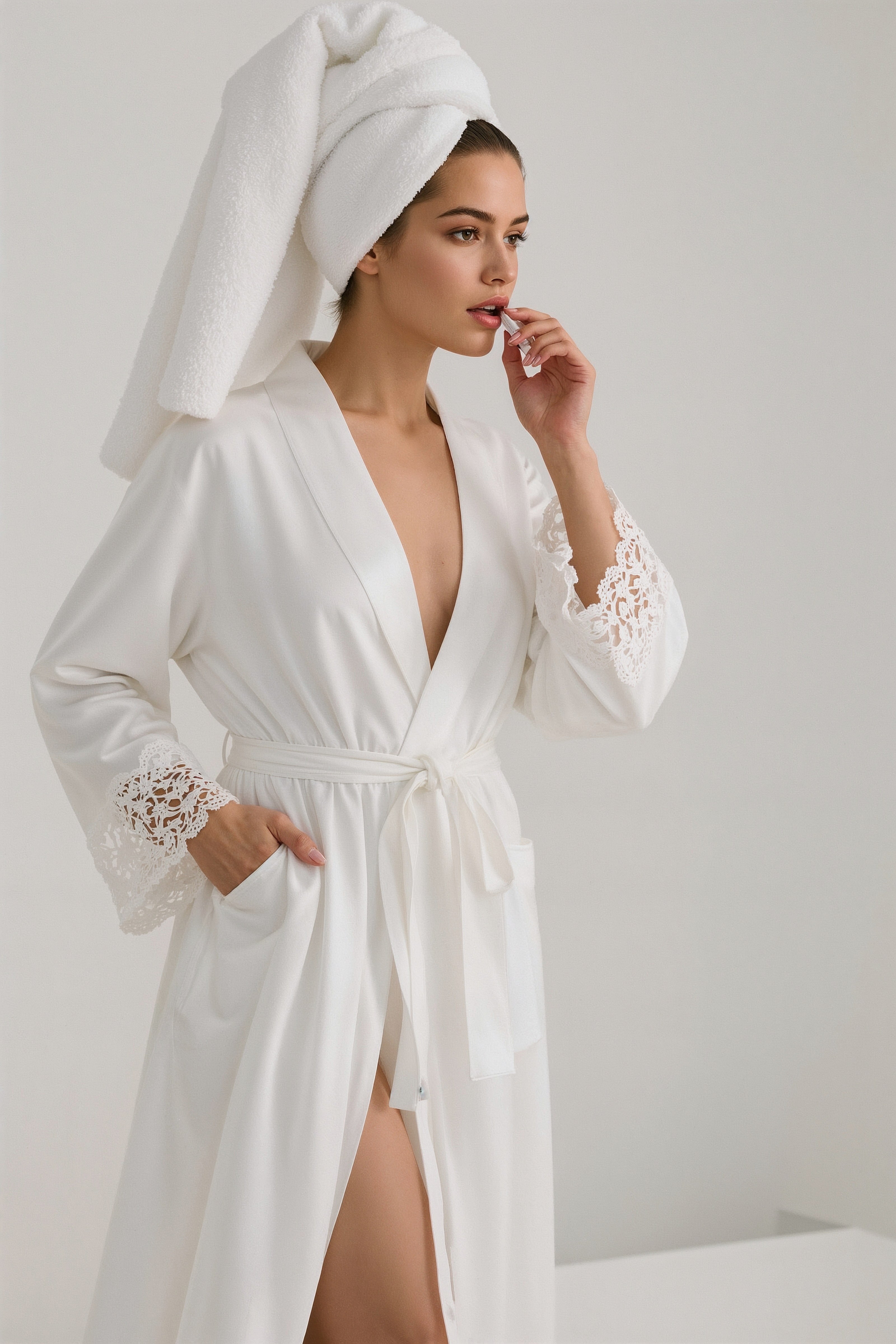 Chic White Robe Aesthetic: Elevate Your Bridal Morning Style