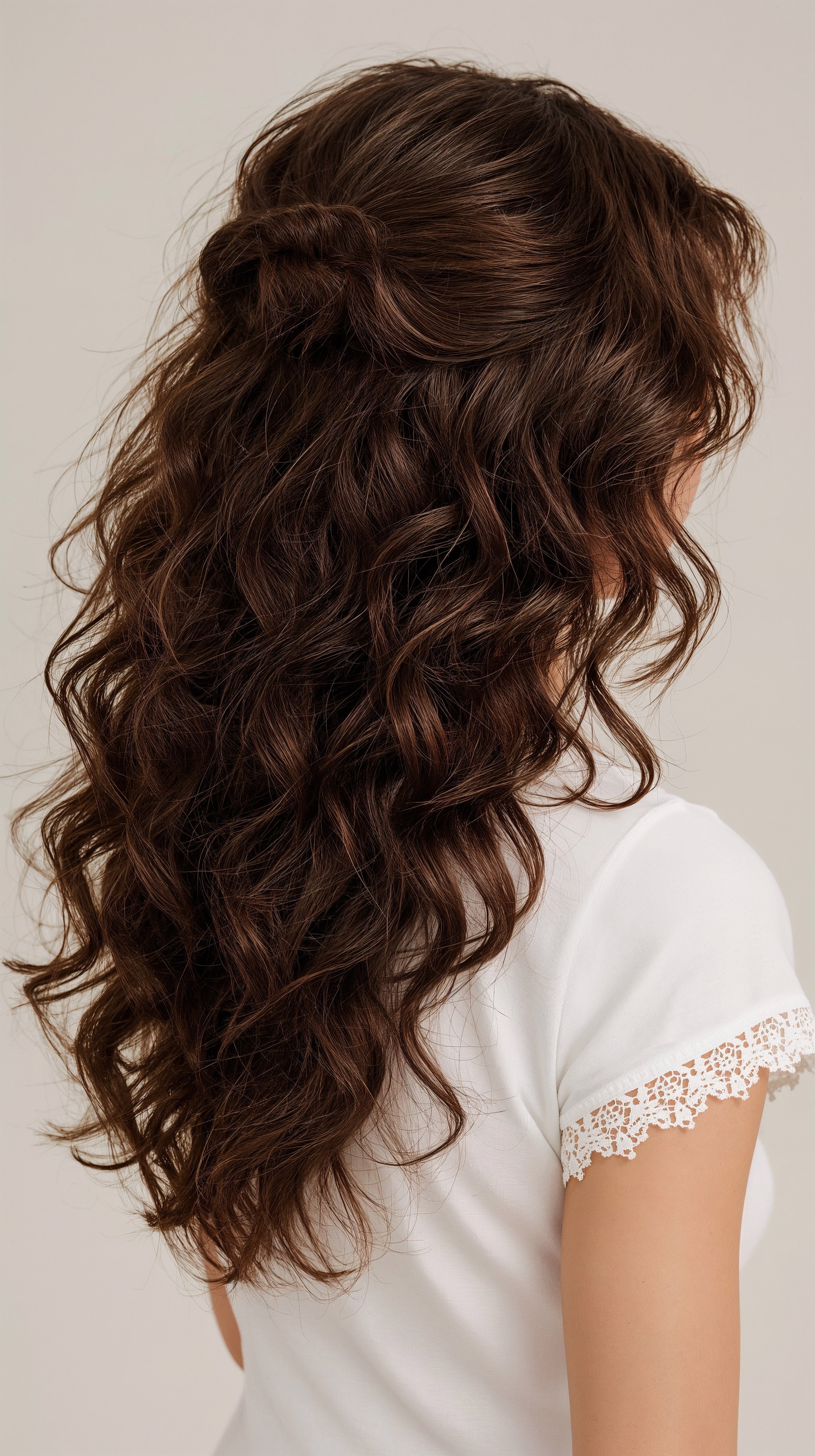 Curly Half-Up Hairstyle: Voluminous & Romantic Wedding Beauty