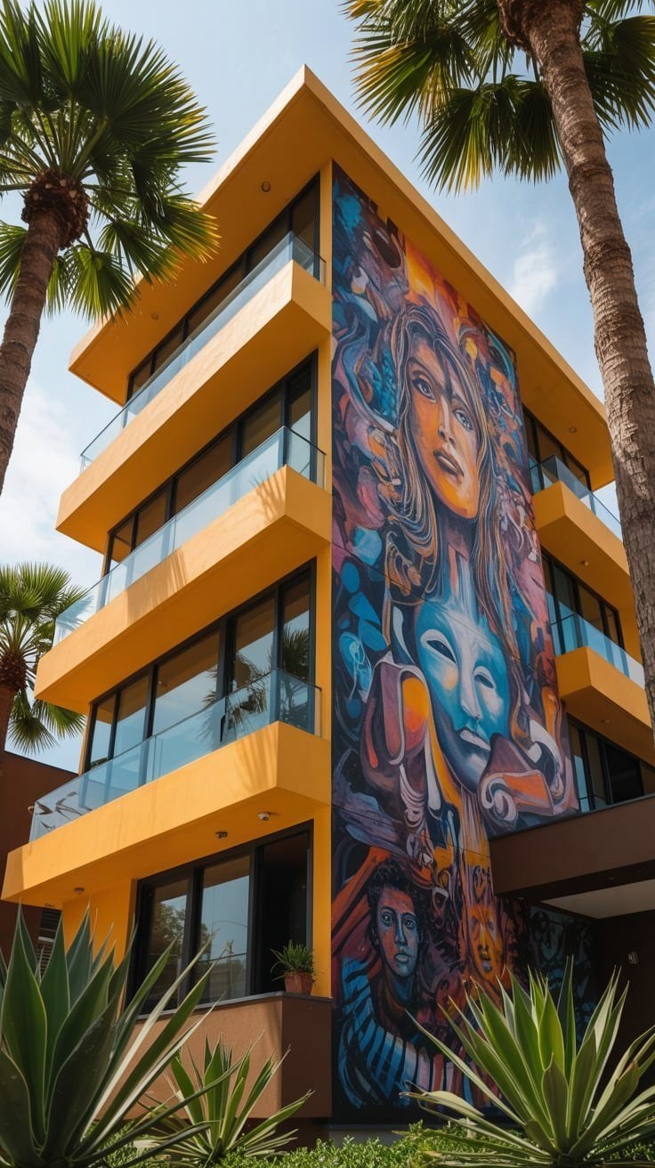 Bold Modern House Exterior Murals: Artistic Walls