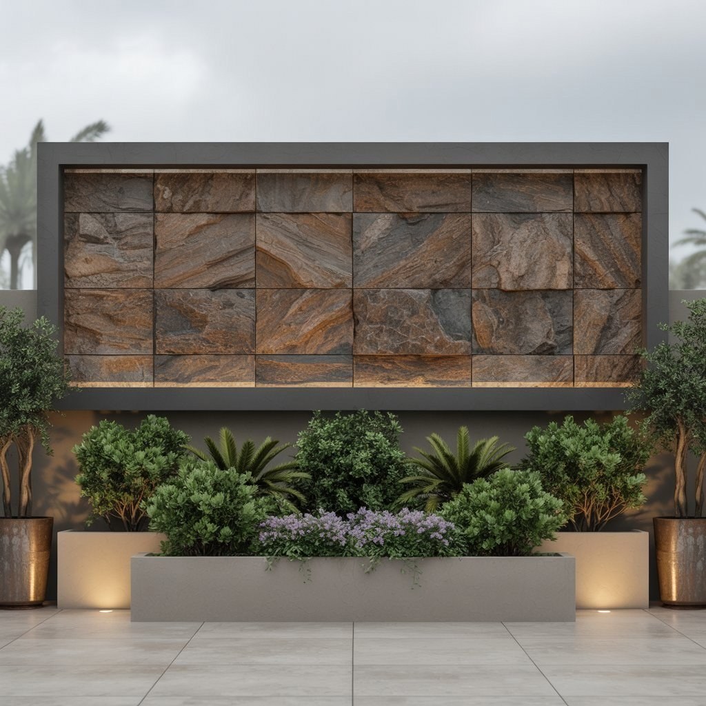 Architectural Appeal: Modern Backyard Wall Design & Corner Landscaping