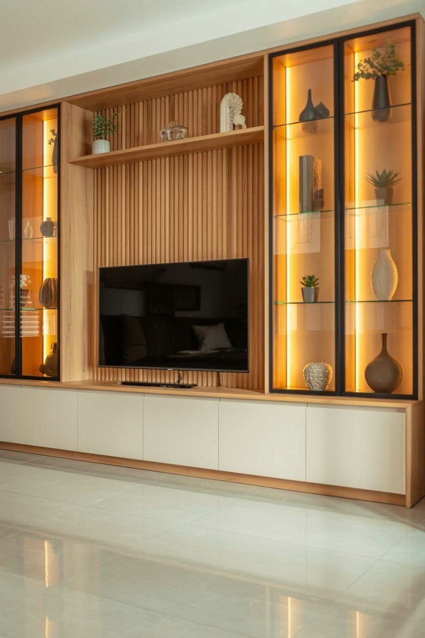 Genius TV Wall Decor Ideas for Small Living Hall Designs