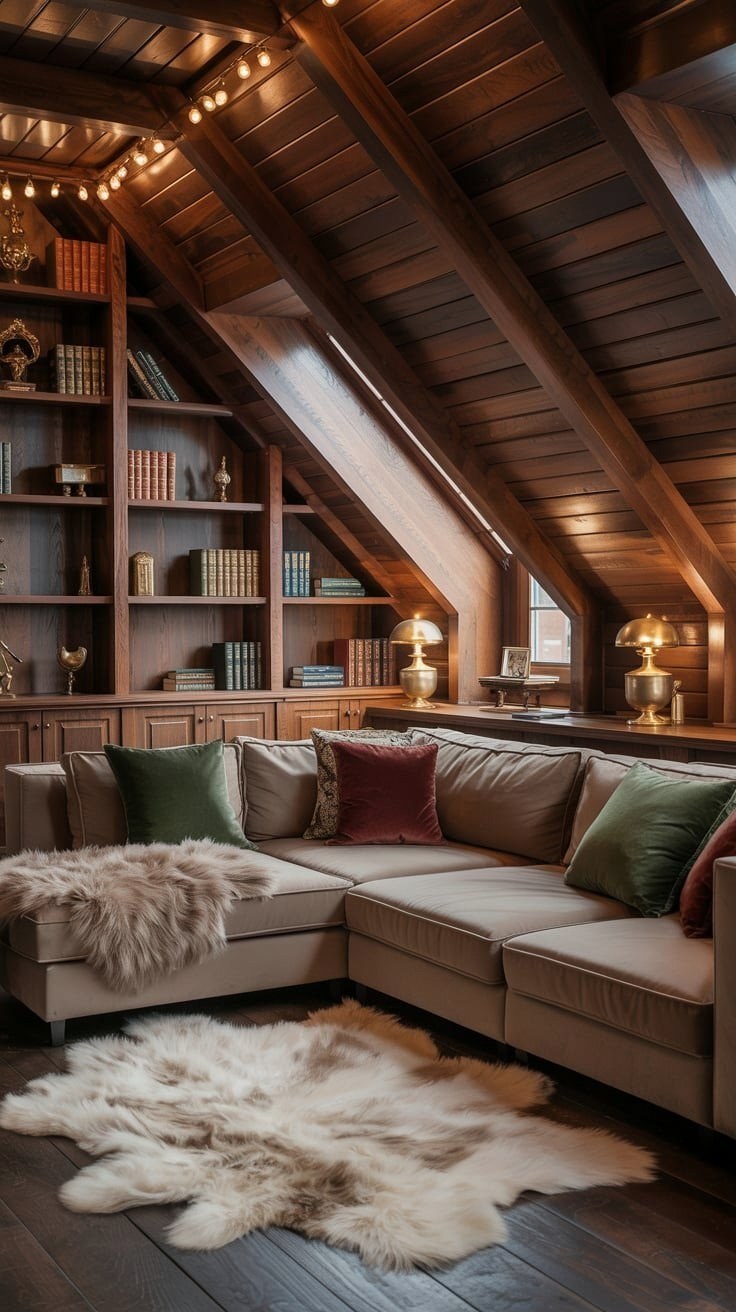Cabin-Inspired Loft: Cozy Study Room Design & Relaxation Haven