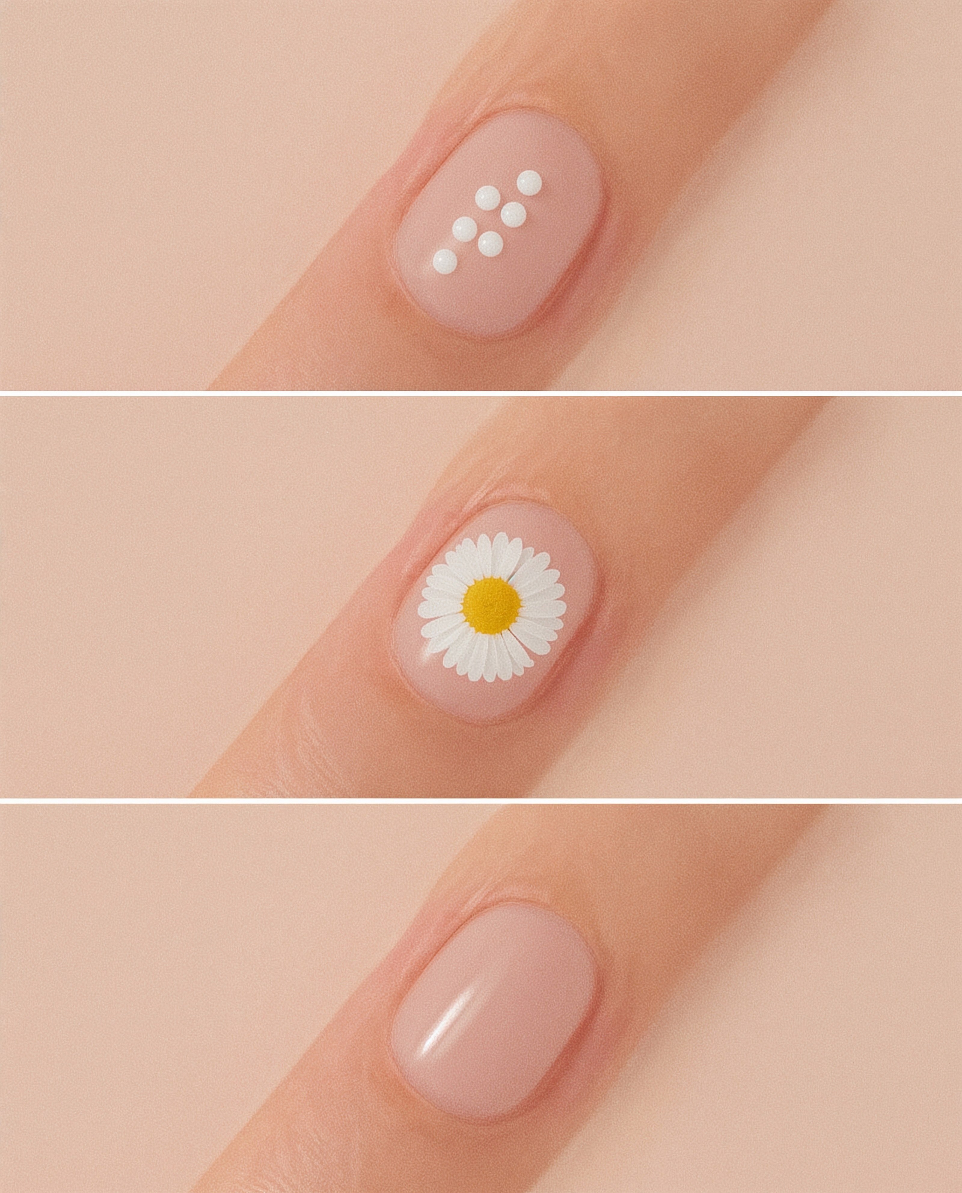 Simple Spring Nail Art: Charming Half-Daisy Side Accent