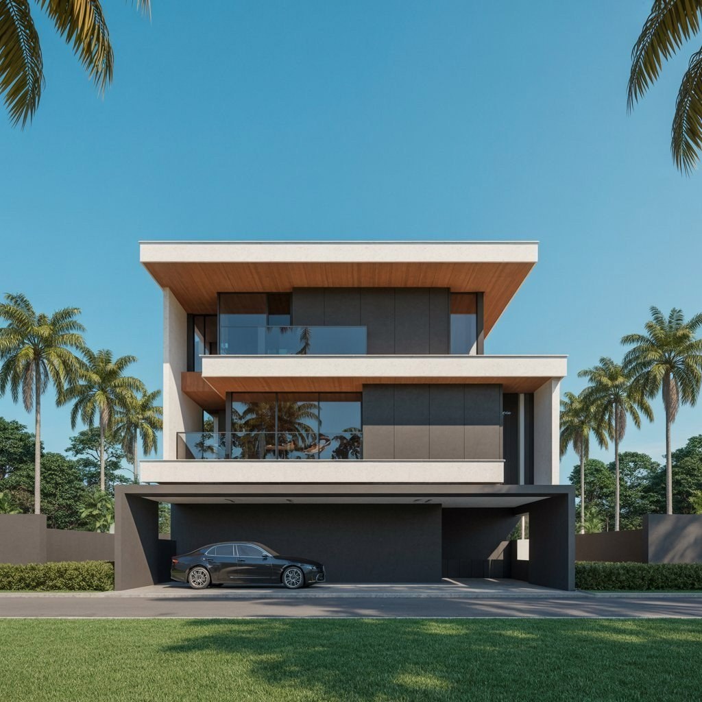 Modern 2 Floor House Design: Contemporary Flair & Balcony Ideas