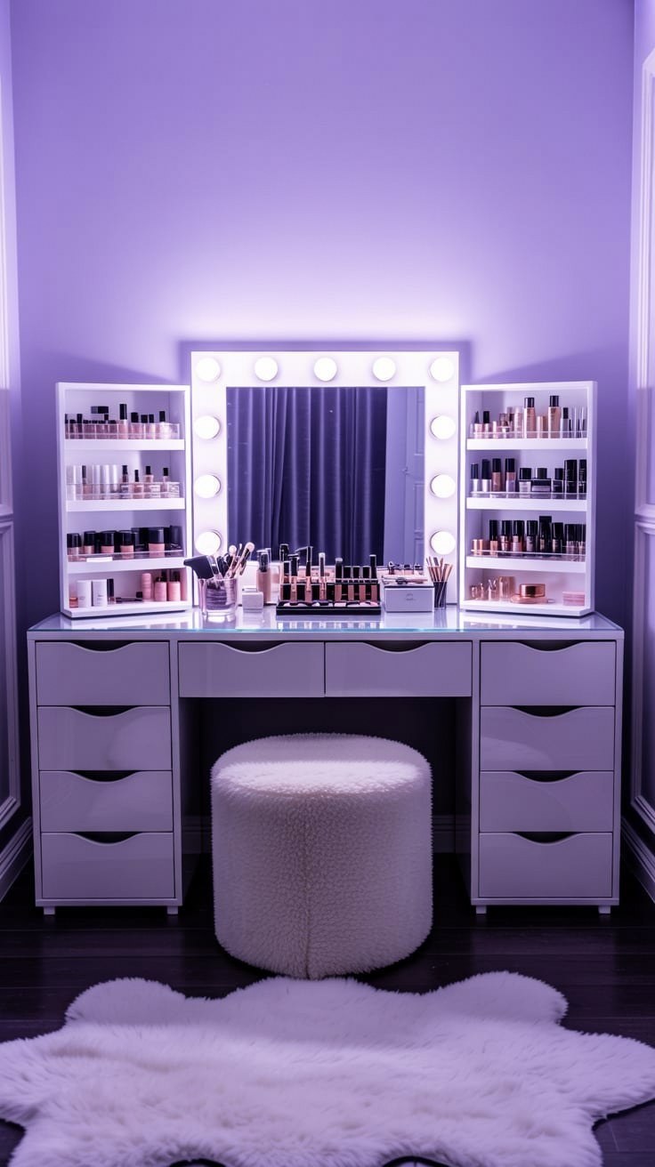 Stylish Makeup Desks: Modern Vanity Table with Mirror for Chic Bedrooms