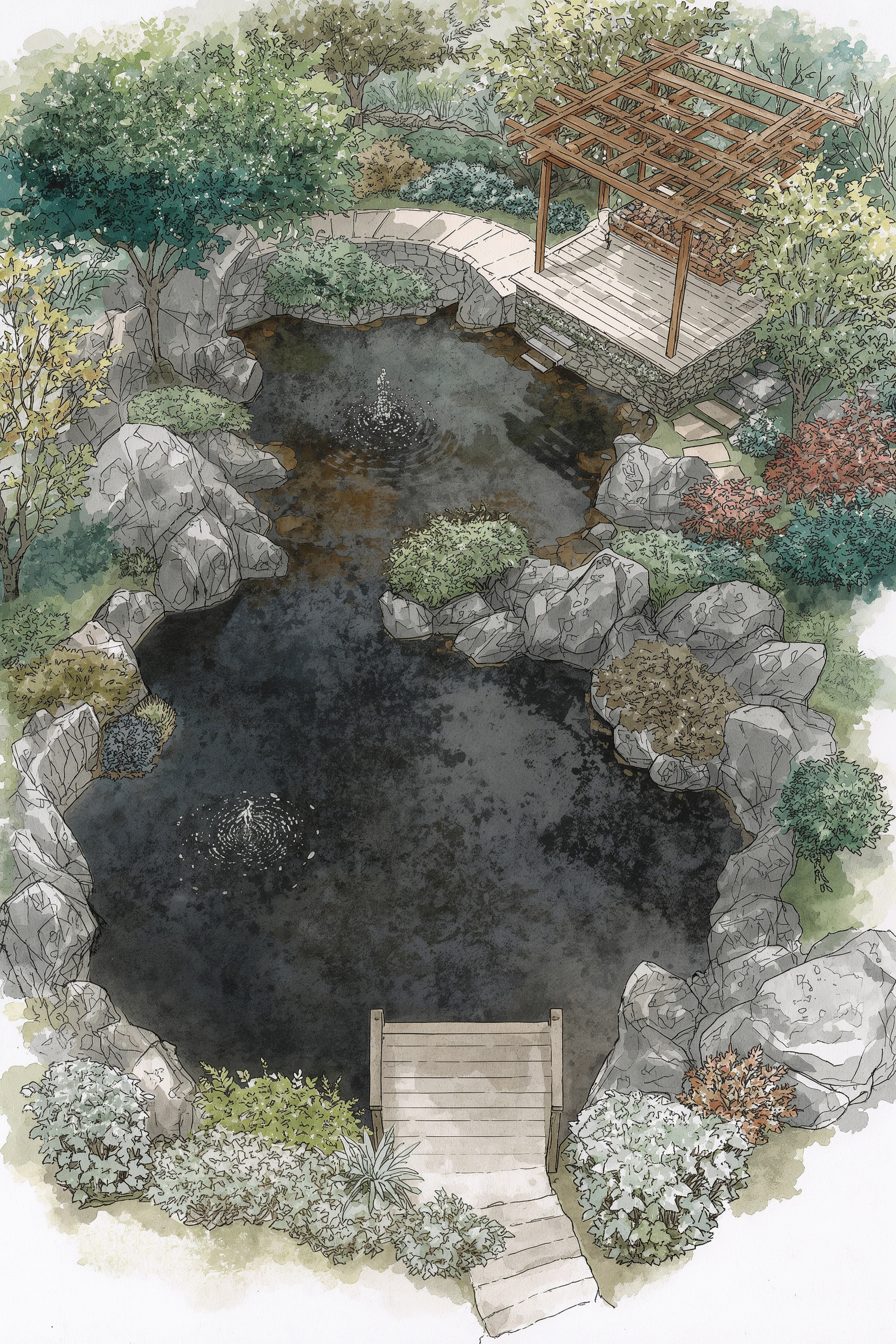 Serene Japanese Garden Design Plans with a Tranquil Pond