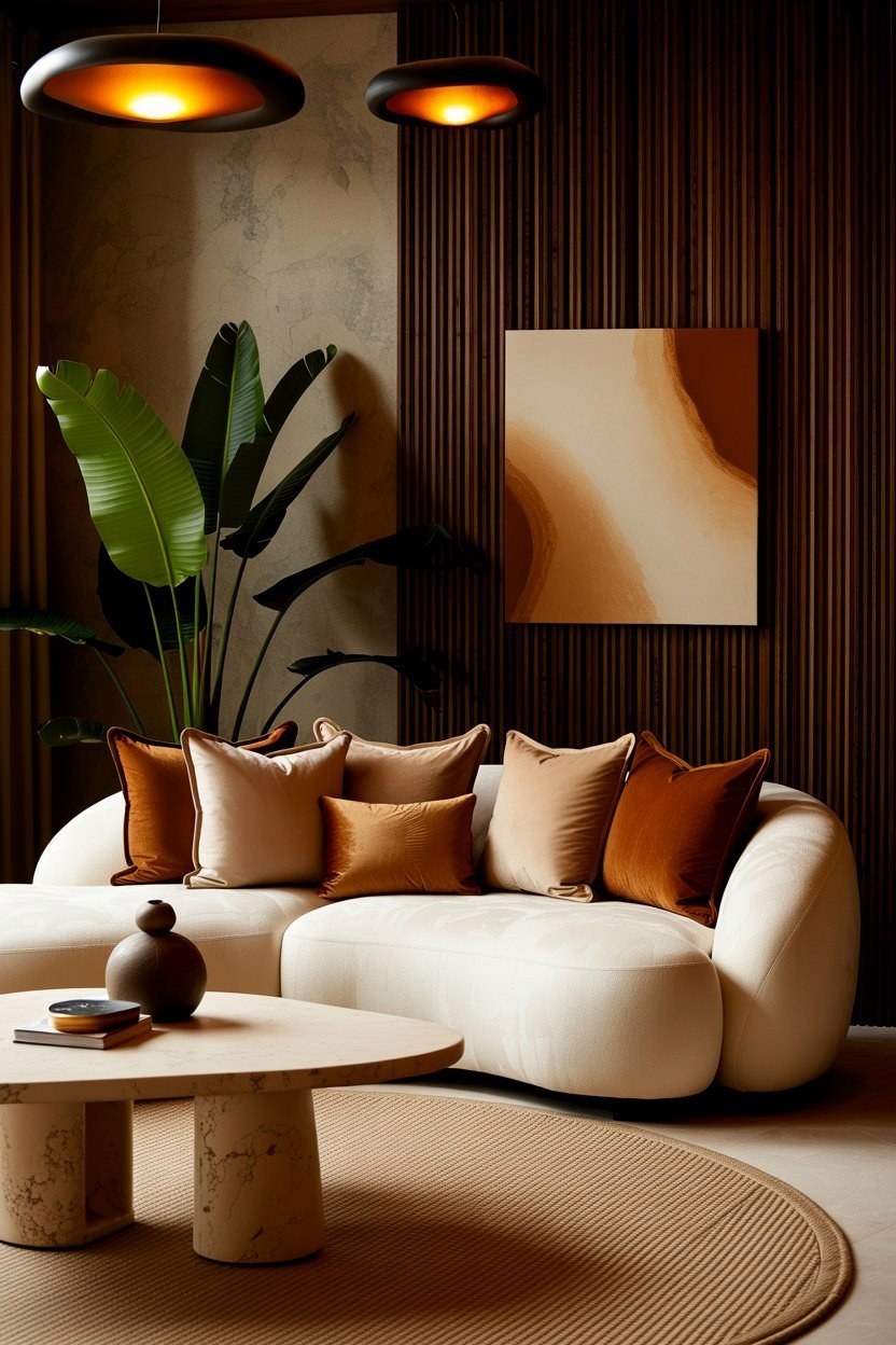 Chic Modern Living Room: Zen Vibes with Organic Textures