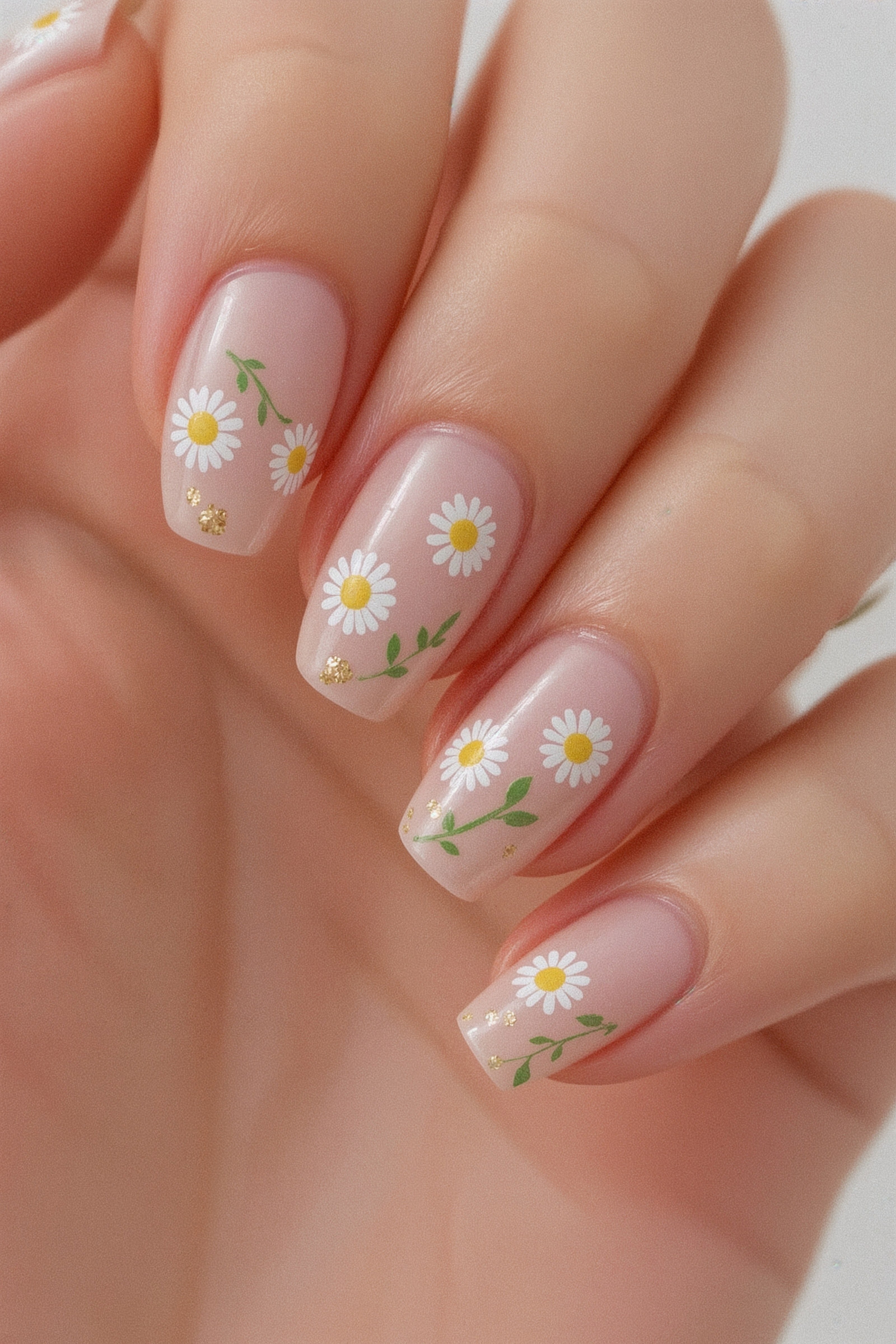 Minimal Daisy Flower Nails for Spring & Summer Elegance