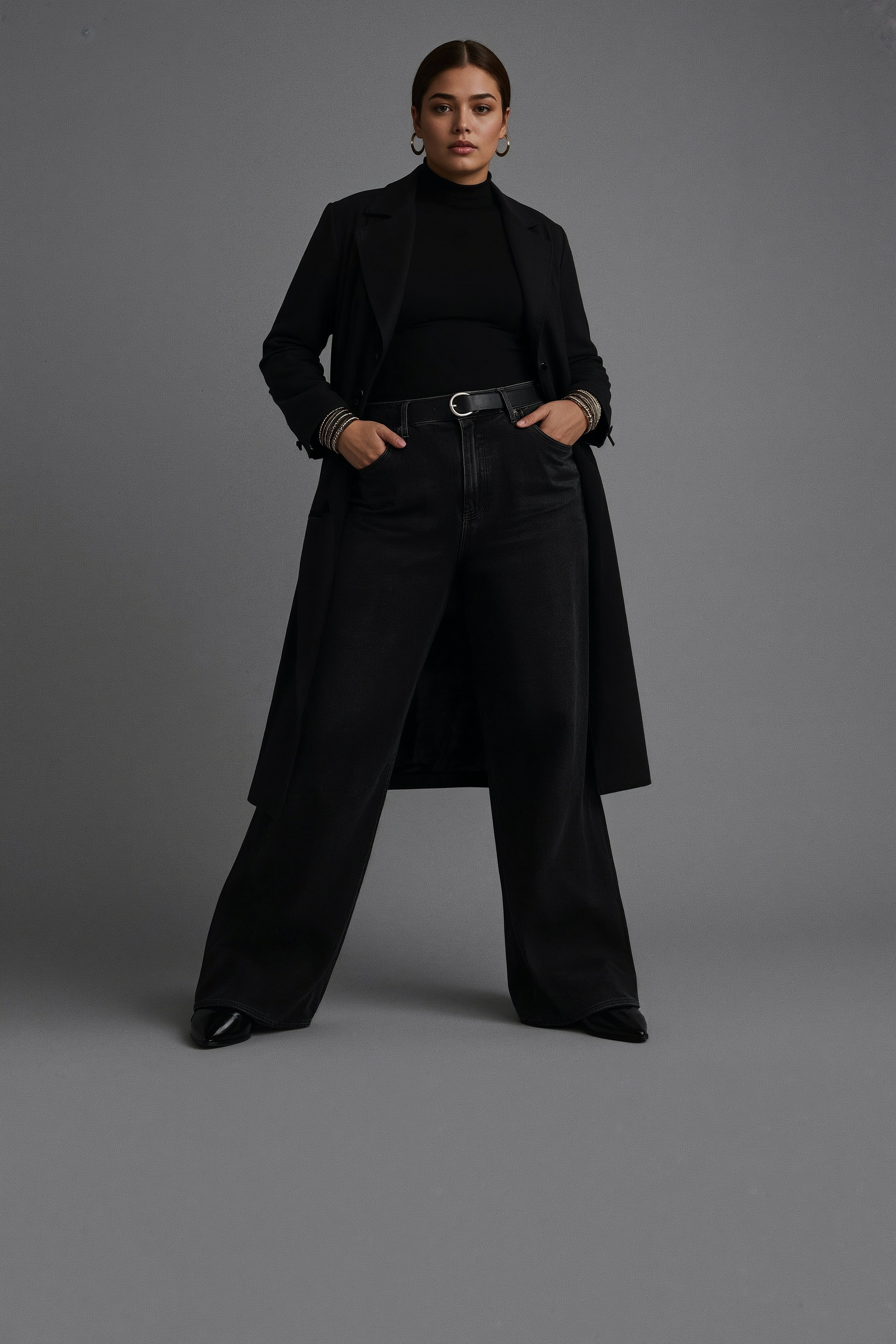 Must-Have Black Wide Leg Jeans Outfits for Plus Size Fall